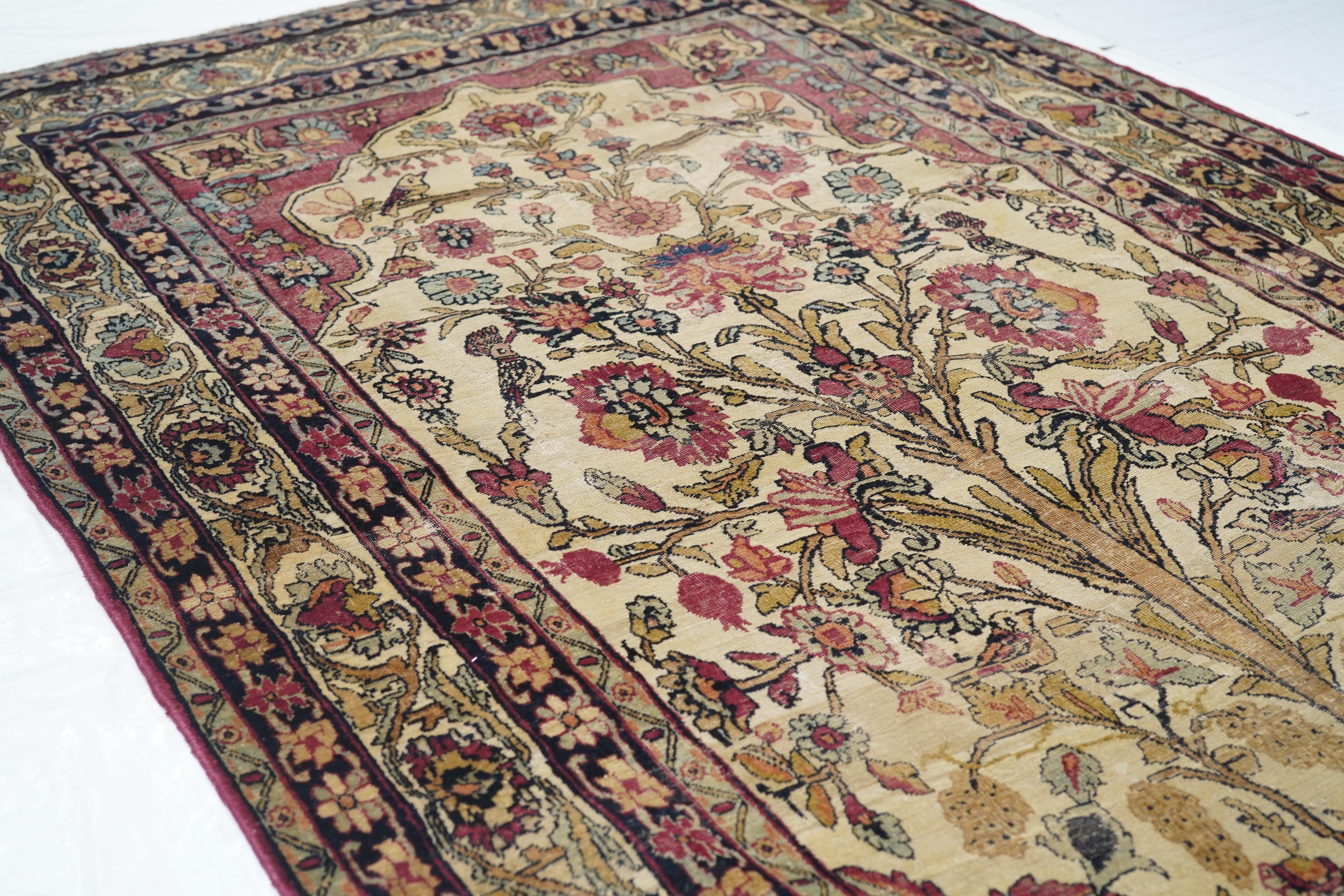 19th Century Antique Kerman Rug 4'6'' x 7'0'' For Sale