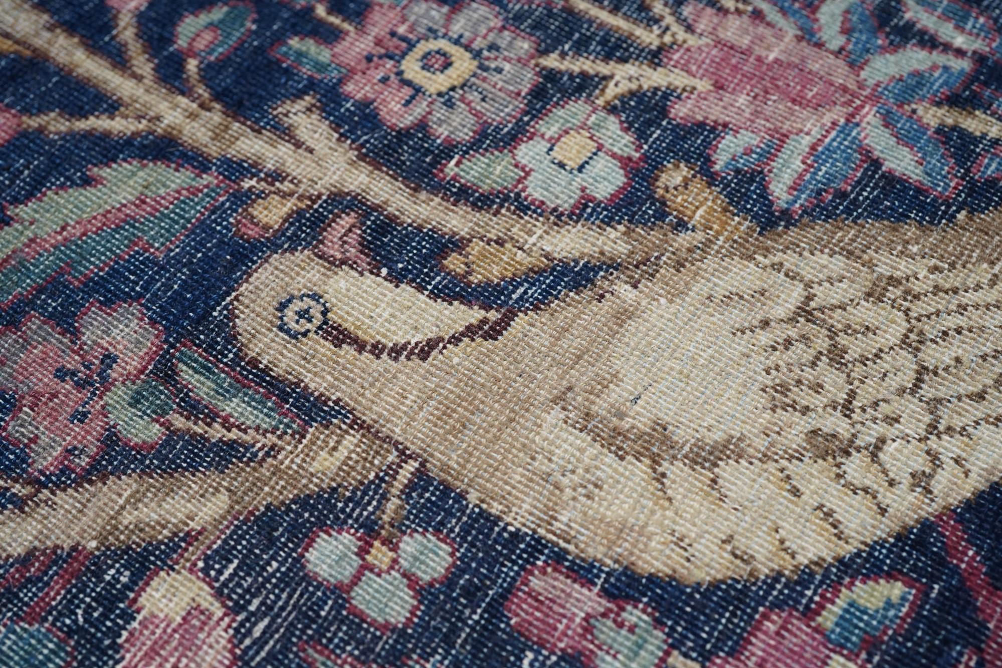 Wool Antique Kerman Rug 8'8'' x 11'8'' For Sale