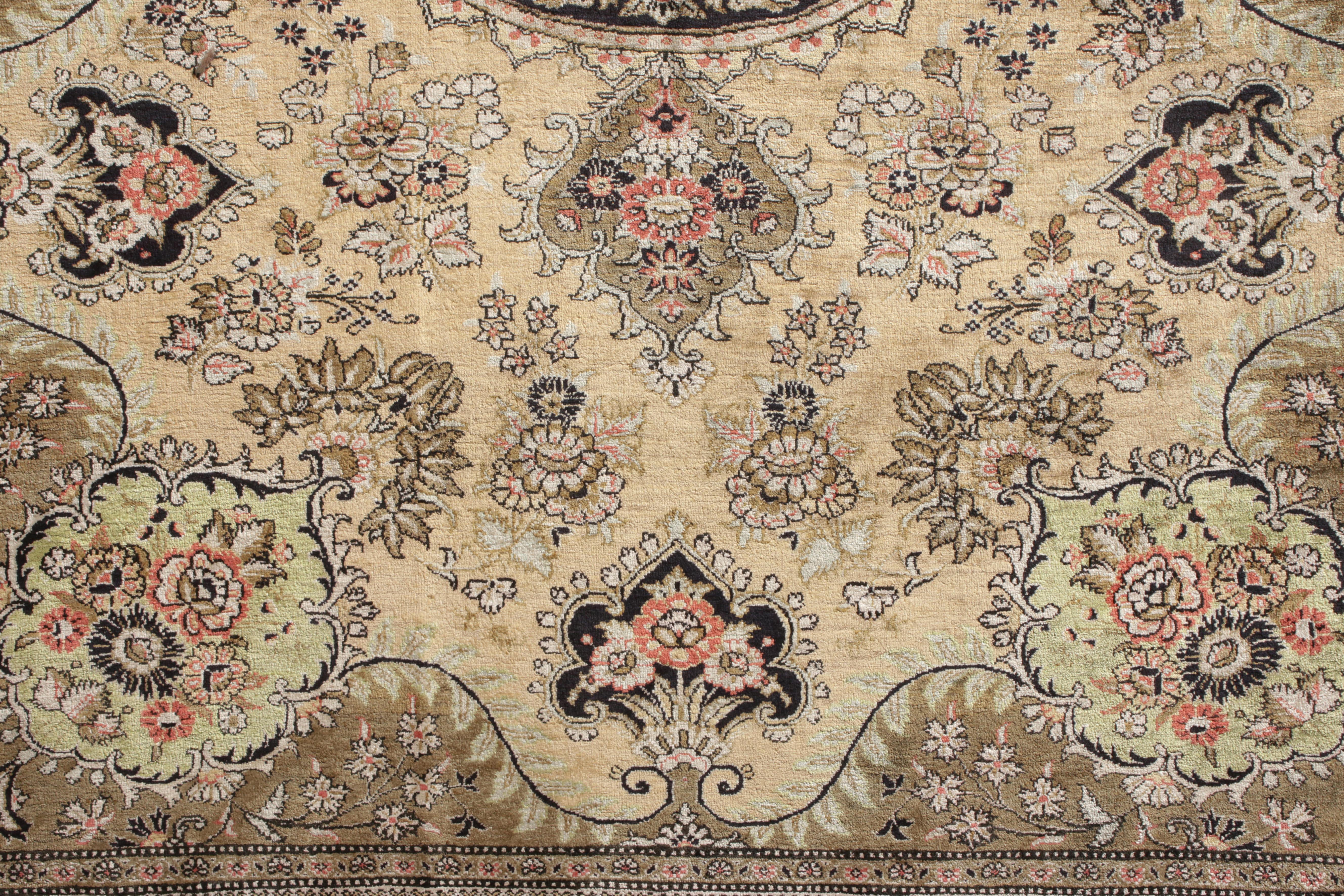 Persian Antique Kerman Rug in an All over Brown, Beige Medallion Pattern by Rug & Kilim For Sale