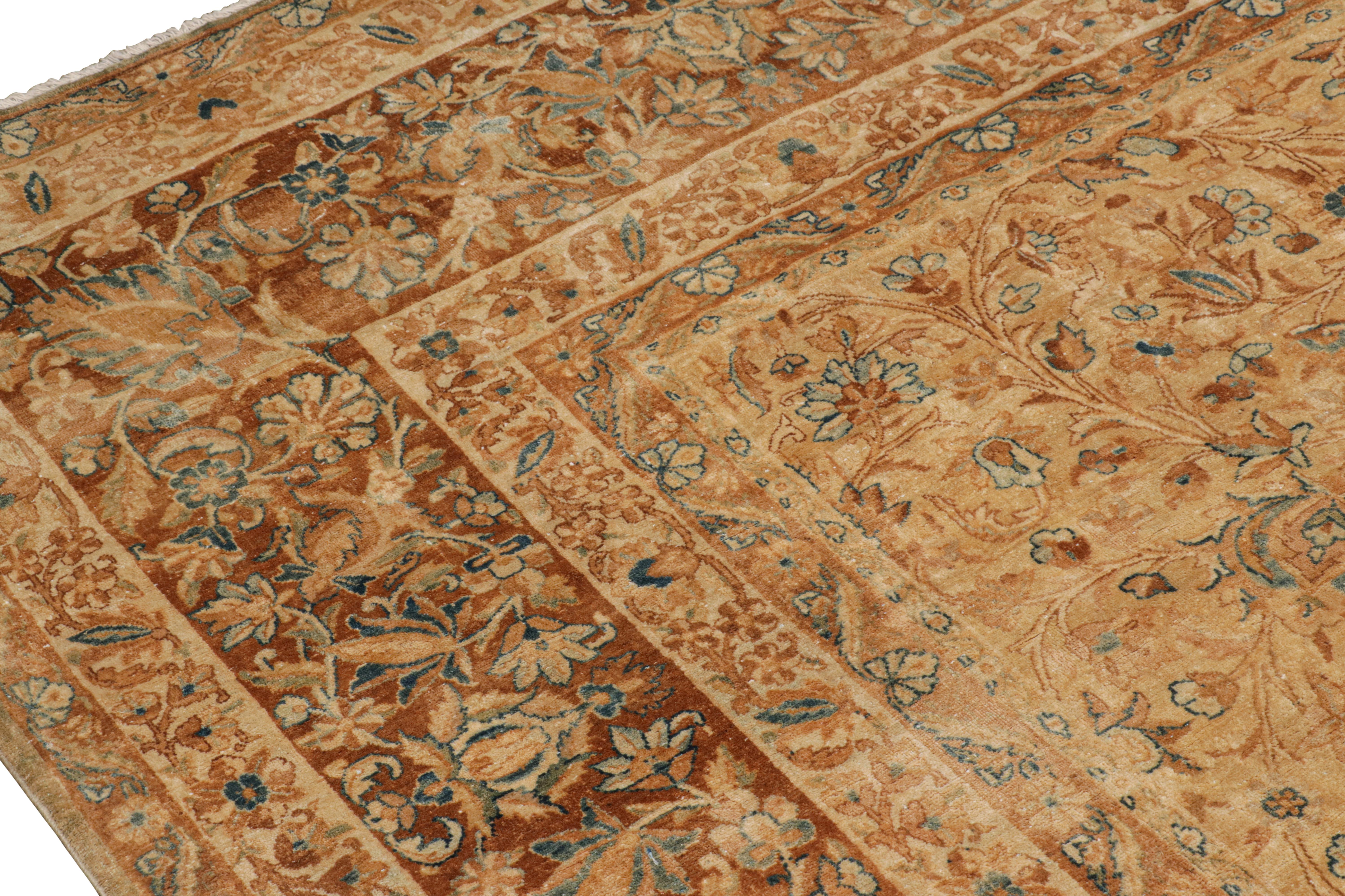 Early 20th Century Oversized Antique Persian Kerman Lavar Rug, Brown with Florals - Rug & Kilim For Sale