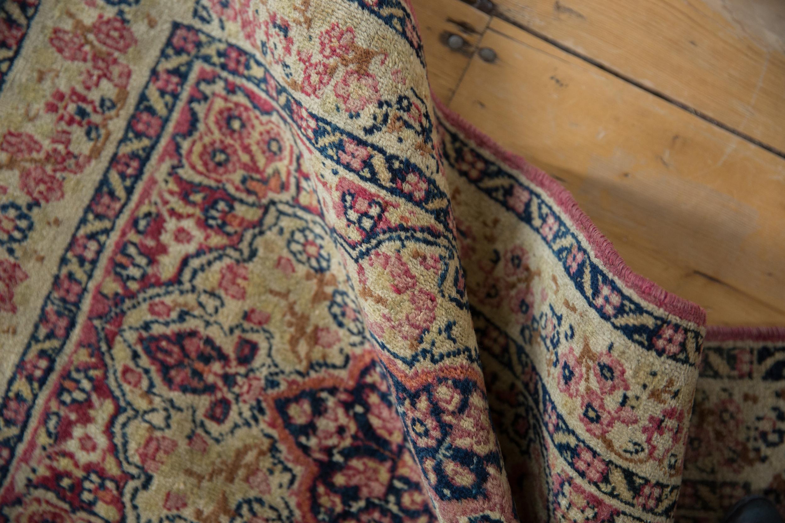 Early 20th Century Antique Kerman Rug Mat For Sale