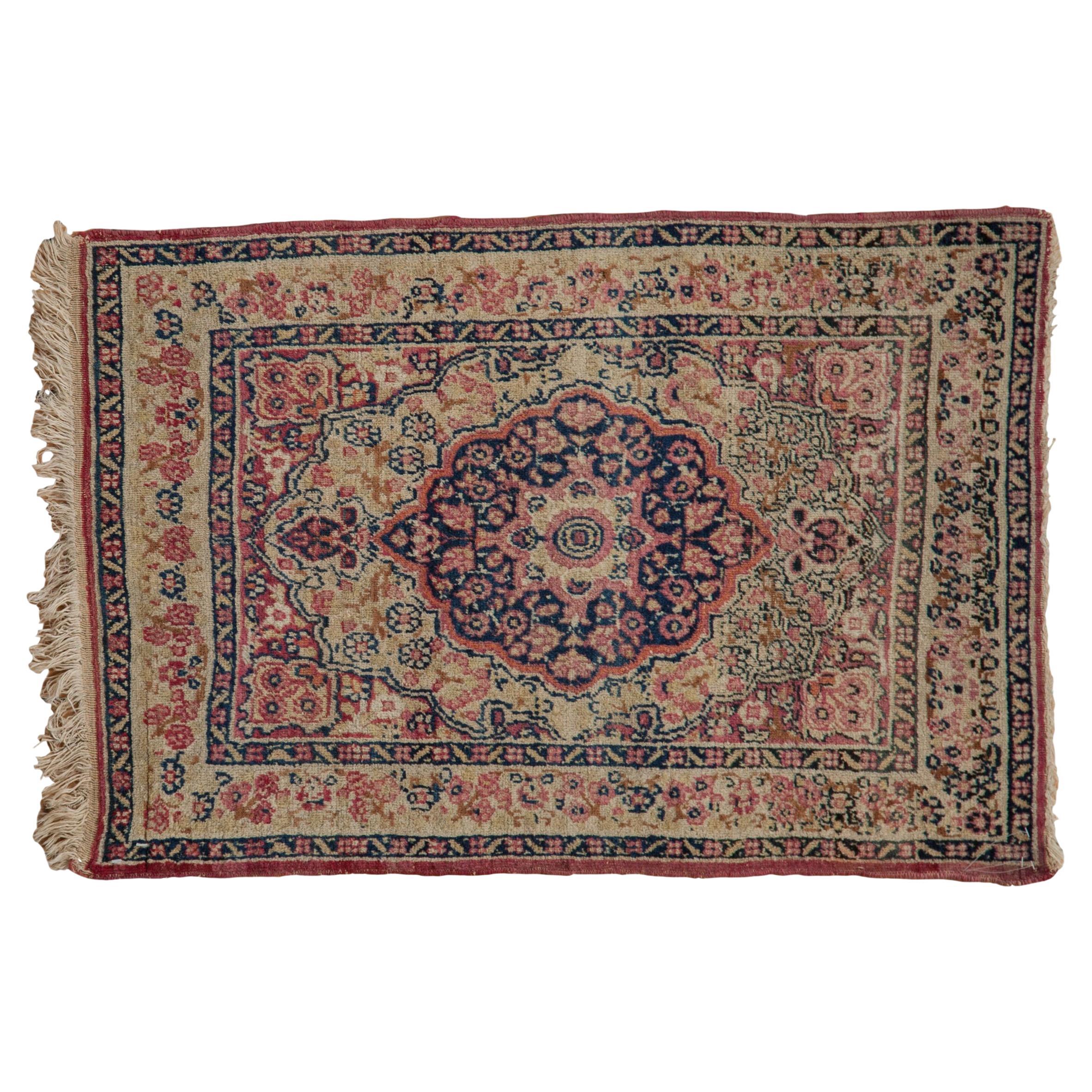 Antique Kerman Rug Mat For Sale