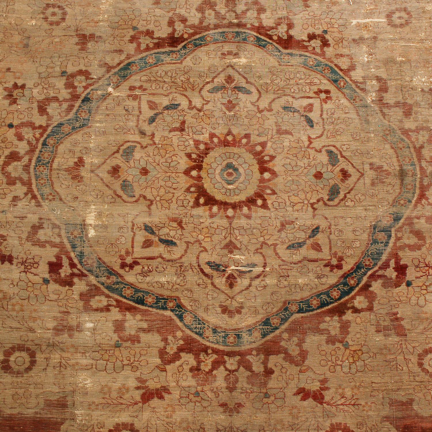 Antique Kerman Traditional Copper Brown Silk Persian Rug by Rug & Kilim In Distressed Condition In Long Island City, NY