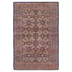 Antique Kermanshah Rug, early 20th century, 16.9 × 10.9 ft – Navy, Red and Ivory