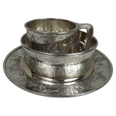 Ensemble ancien pour bébé conte de fées Kerr en argent sterling de style Art nouveau américain