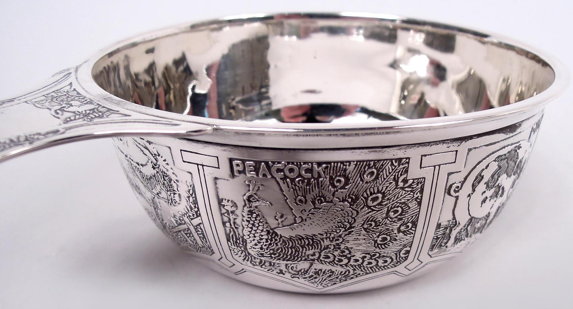 Antique Kerr American Edwardian Sterling Silver Sweet Beast Porringer For Sale 1