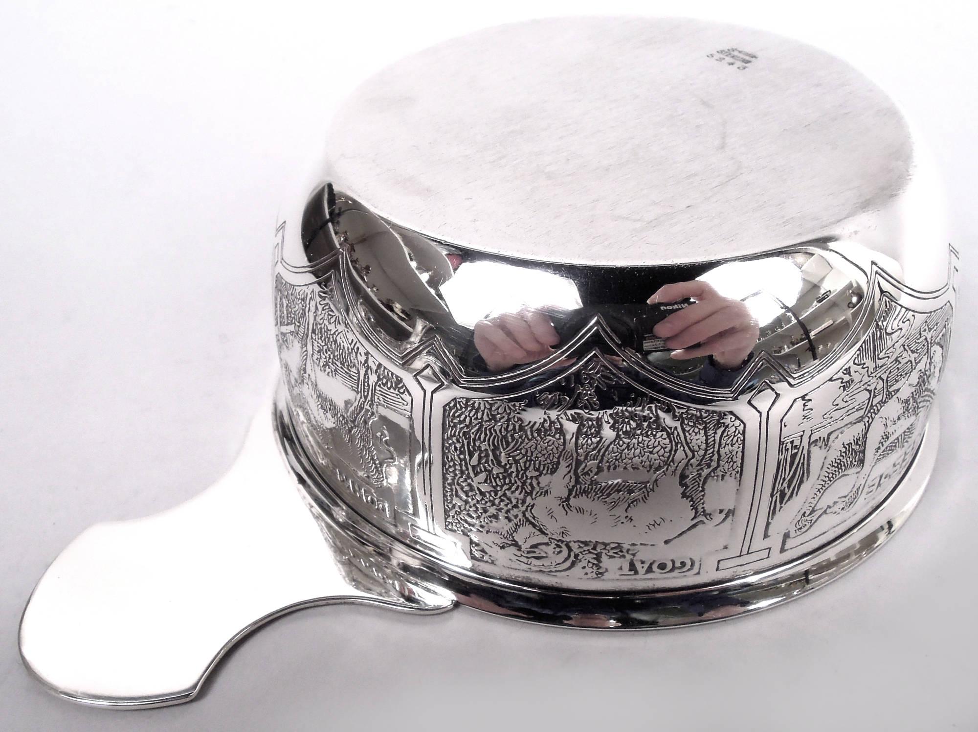 Antique Kerr American Edwardian Sterling Silver Sweet Beast Porringer For Sale 4