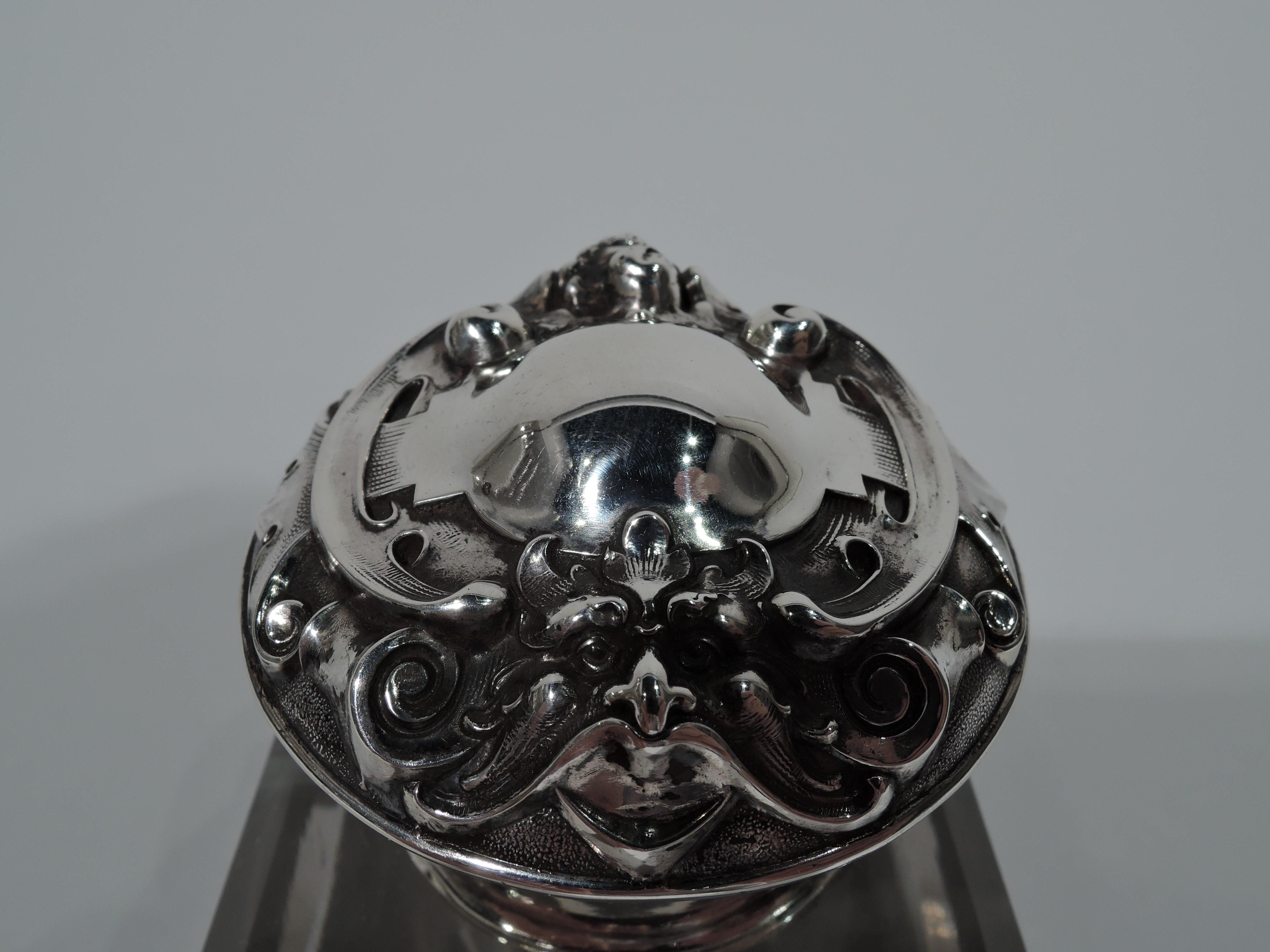 Antique Kerr Edwardian Classical Sterling Silver and Cut-Glass Inkwell In Excellent Condition In New York, NY