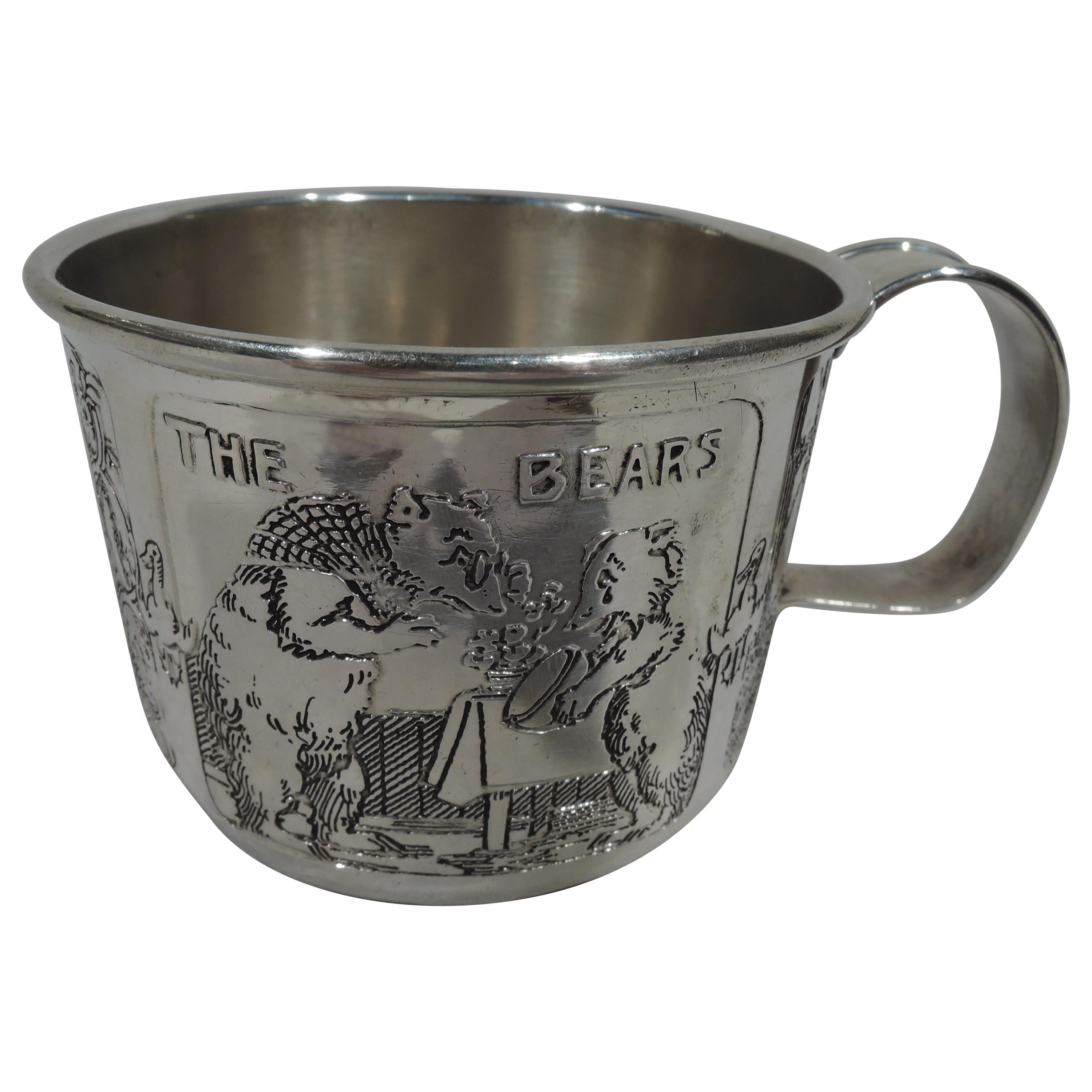 Antique Kerr Edwardian Sterling Silver Nursery Rhyme Baby Cup