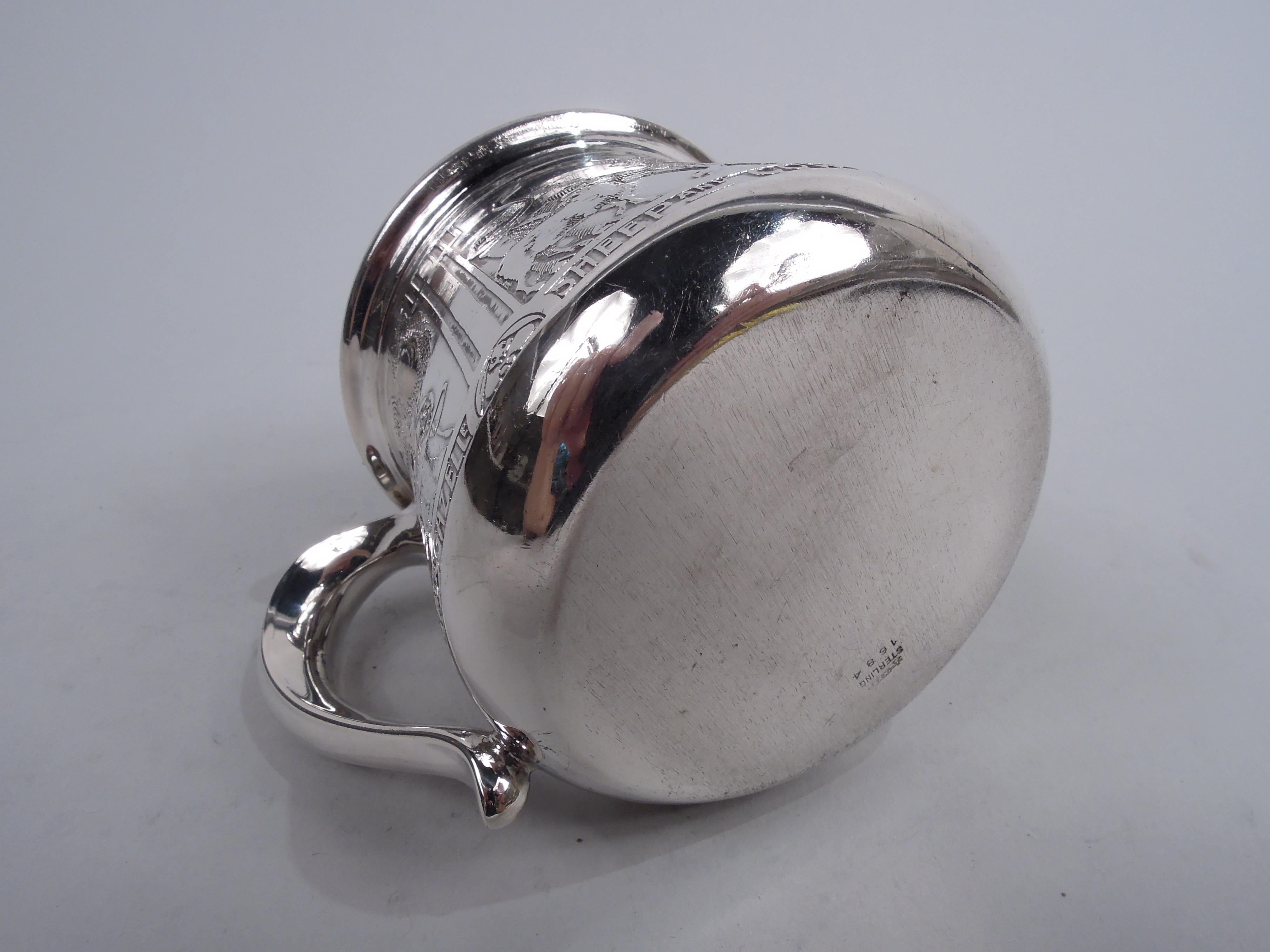 Antique Kerr Sterling Silver Baby Cup with Super Sweet Animals For Sale 1