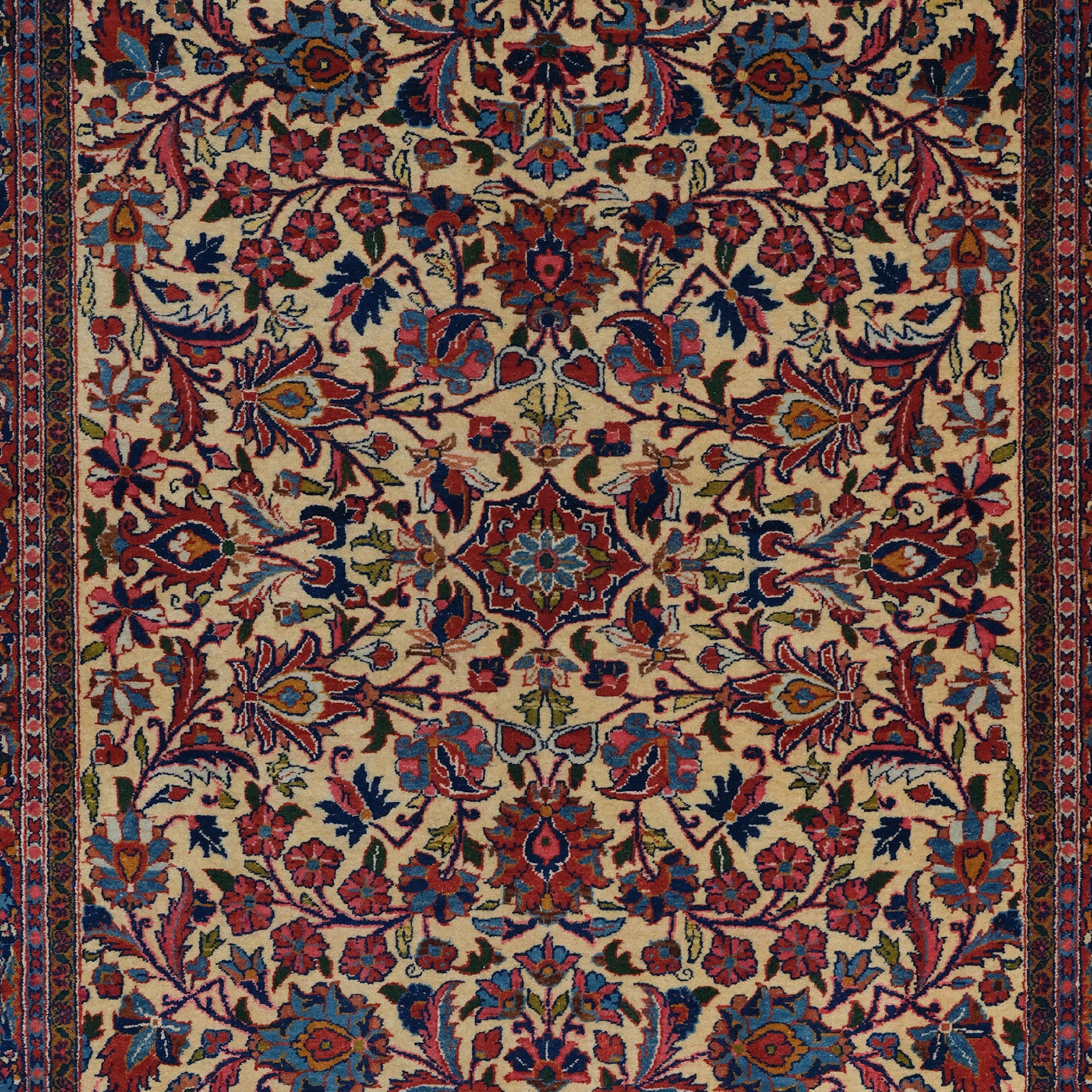 Asian Antique Keshan Rug - 19th Century Keshan Rug, Antique Rug, Handmade Wool Rug For Sale