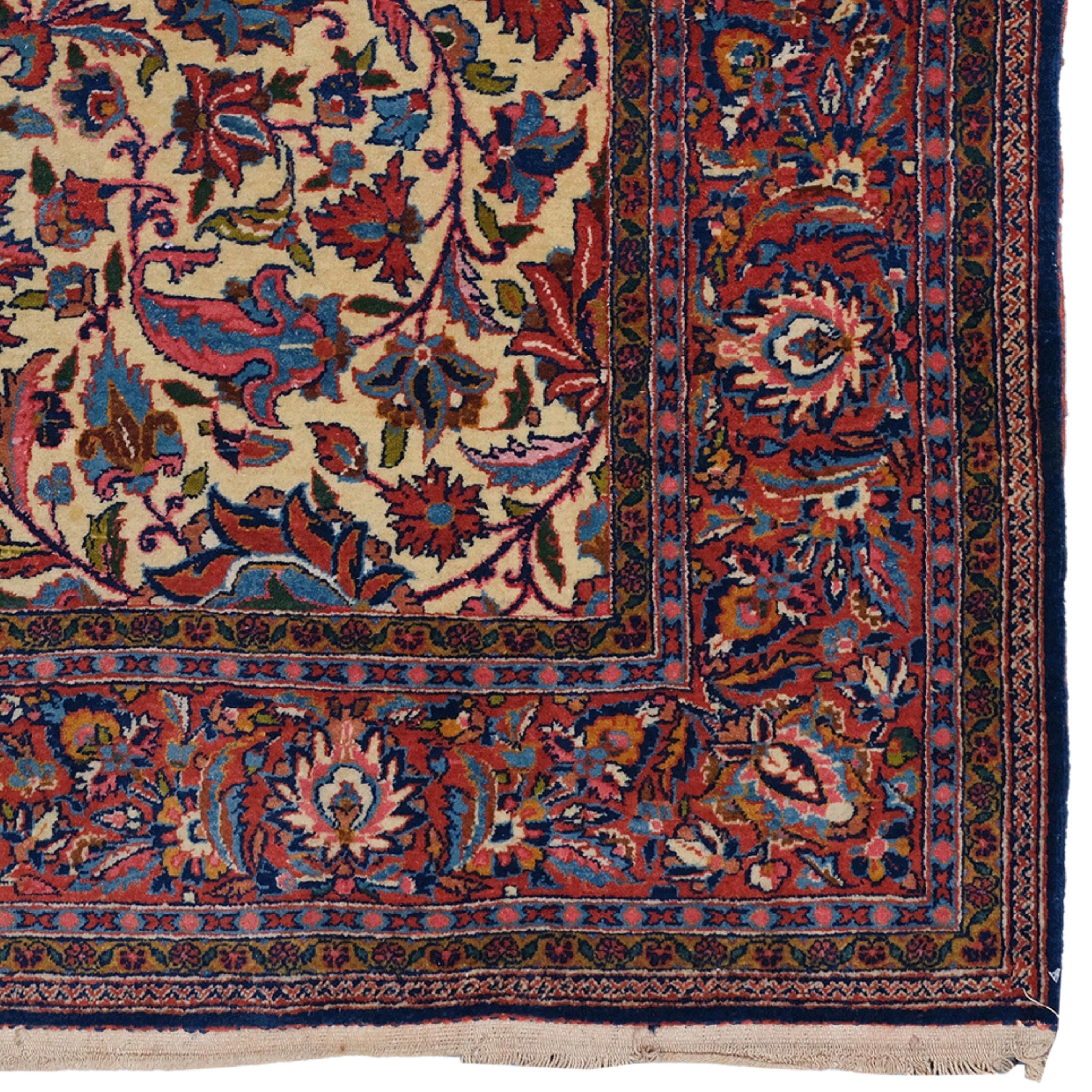Antique Keshan Rug - 19th Century Keshan Rug, Antique Rug, Handmade Wool Rug 1