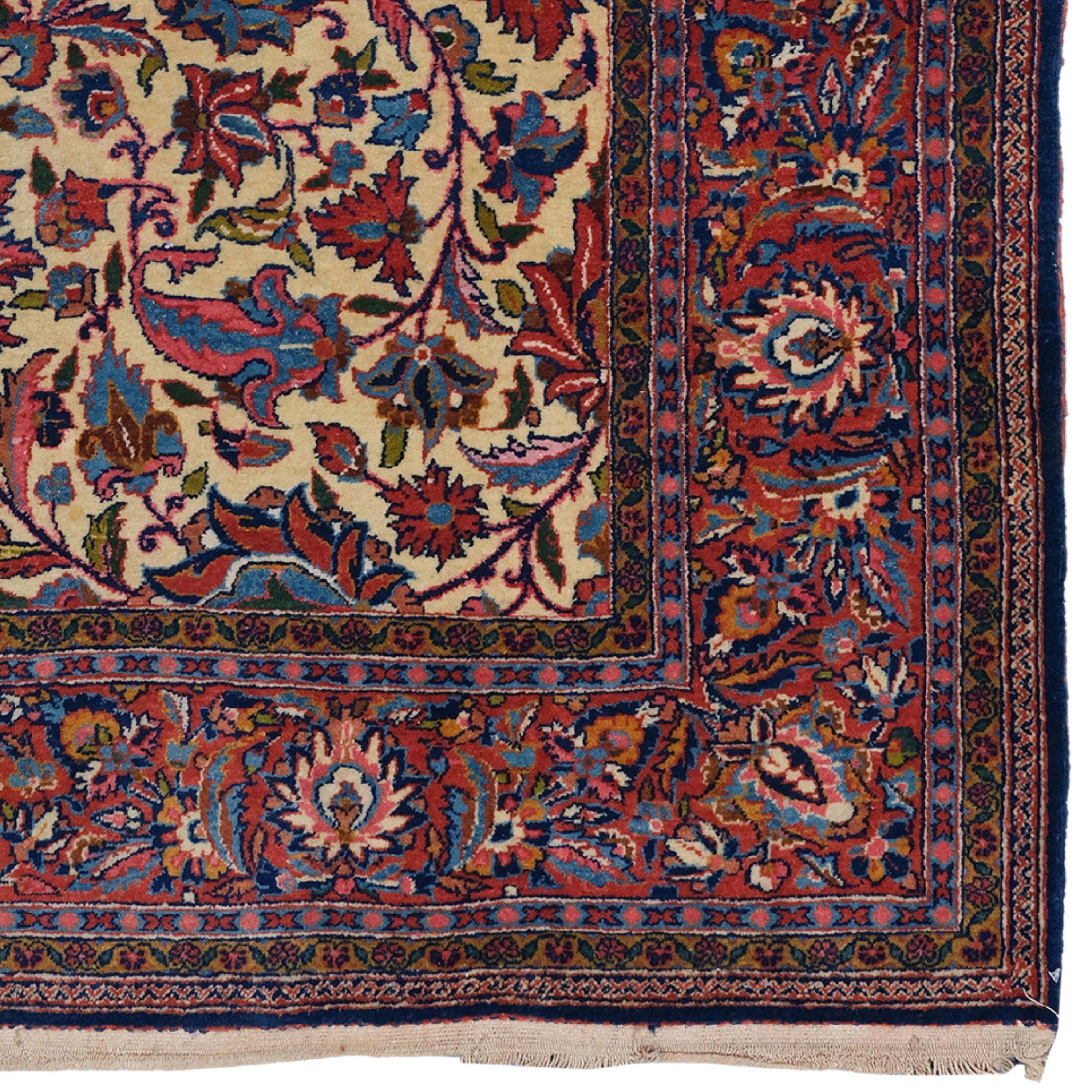 Antique Keshan Rug - 19th Century Keshan Rug, Antique Rug, Handmade Wool Rug For Sale 1