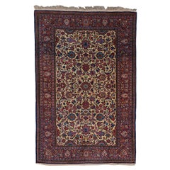 Antiker Keshan-Teppich - Keshan-Teppich aus dem 19. Jahrhundert, antiker Teppich, handgefertigter Wollteppich