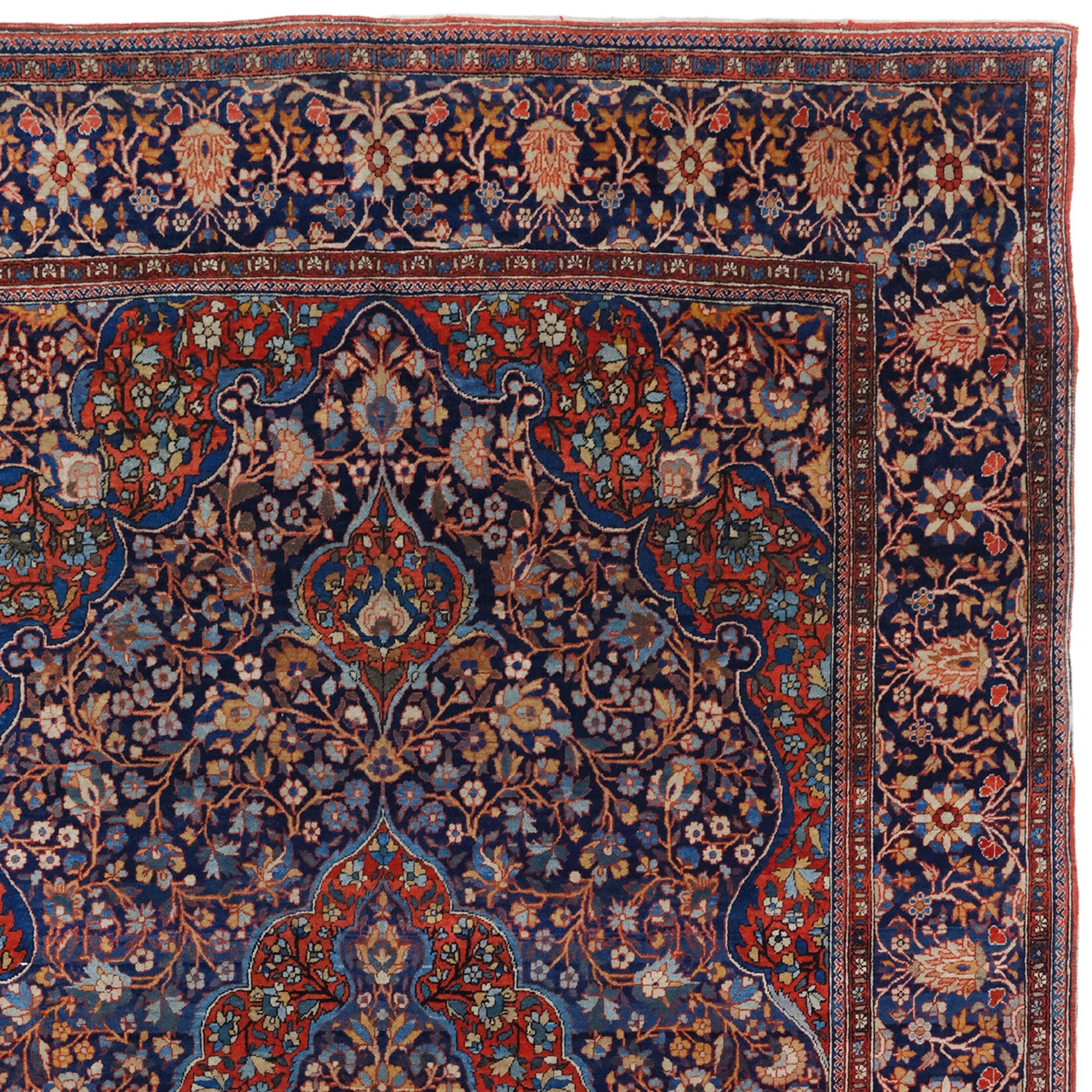 Tapis de Keshan ancien - Tapis de soie de Keshan persan de la fin du 19ème siècle Bon état - En vente à Sultanahmet, 34