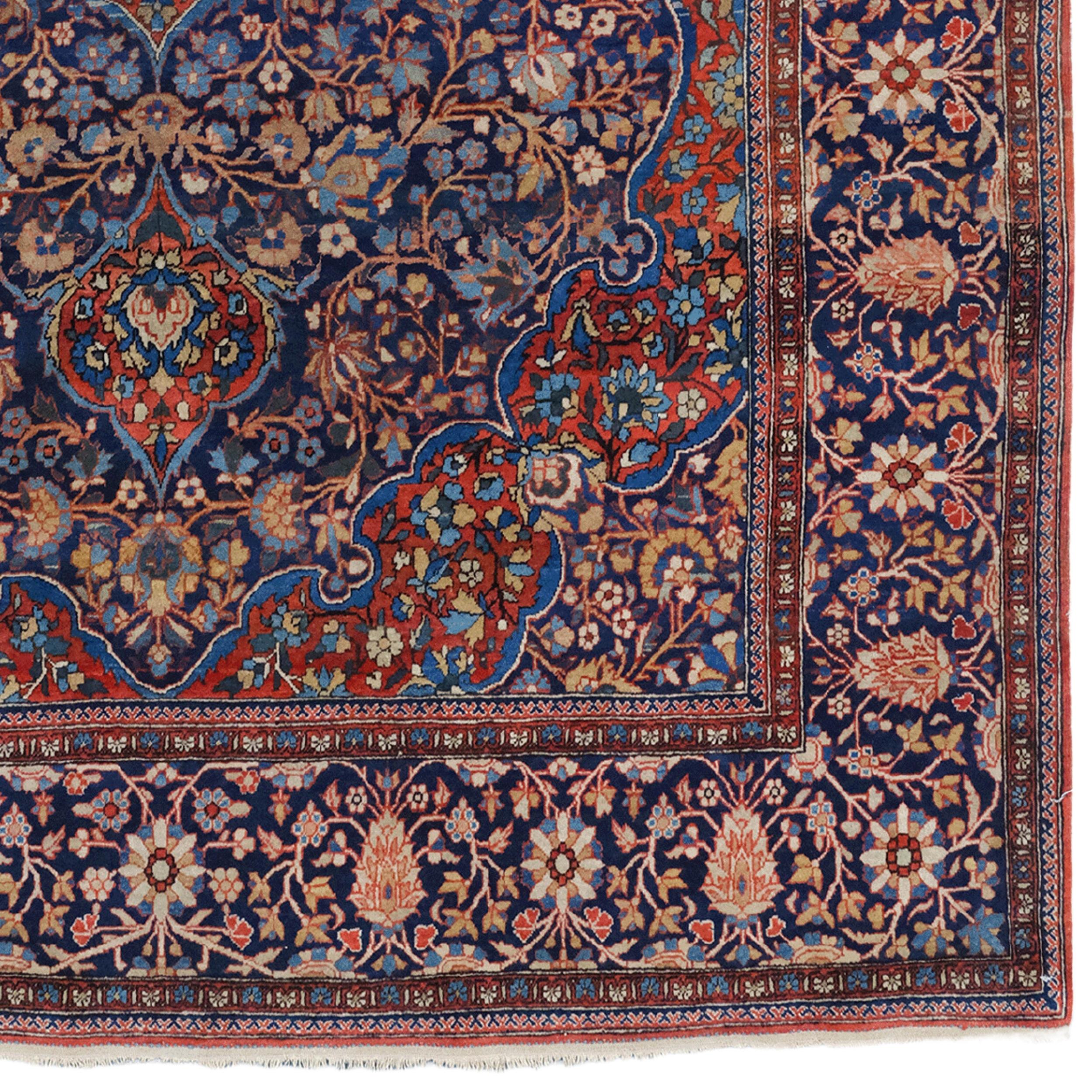 XIXe siècle Tapis de Keshan ancien - Tapis de soie de Keshan persan de la fin du 19ème siècle en vente