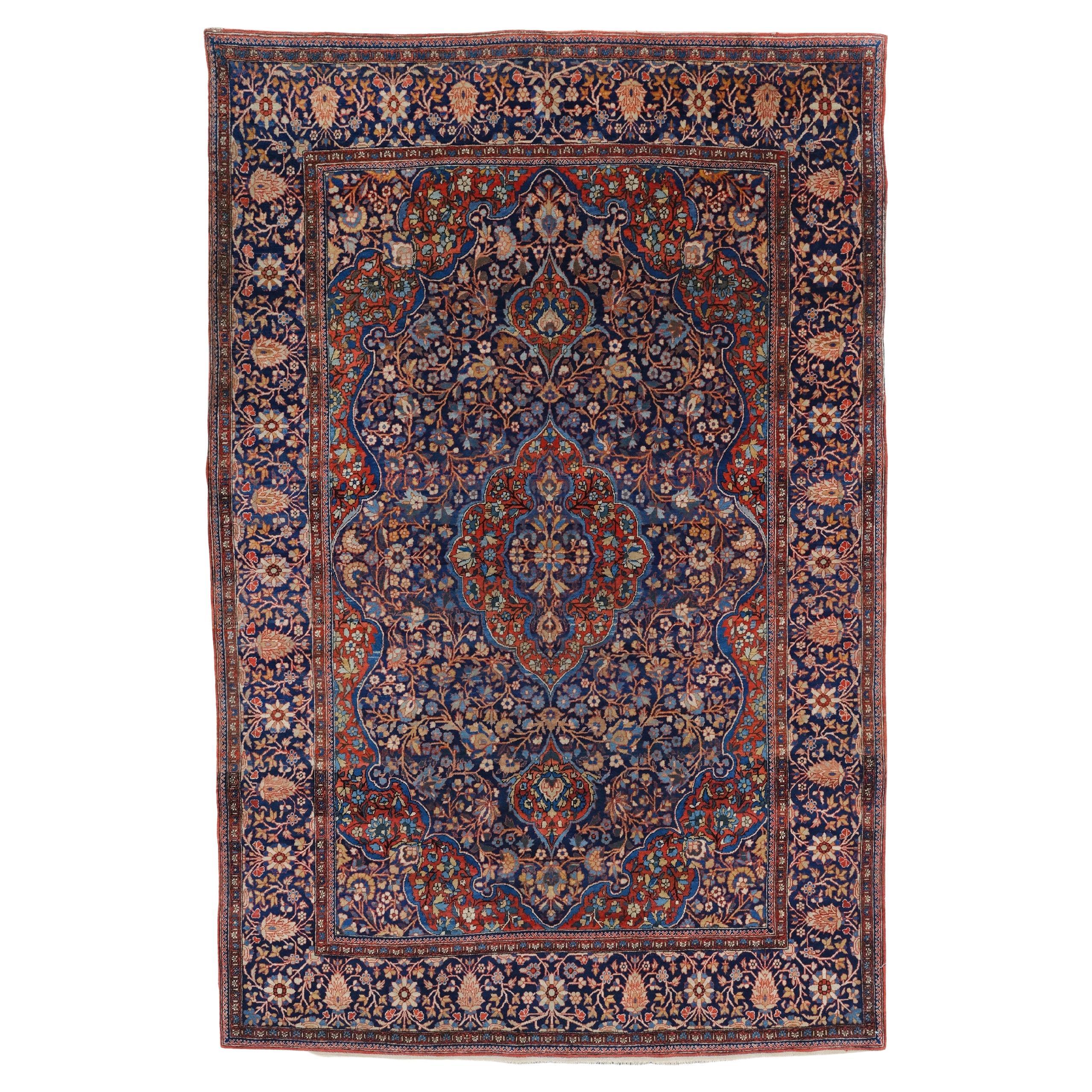 Antique Keshan Rug - Late of the 19th Century Persian Keshan Silk Rug