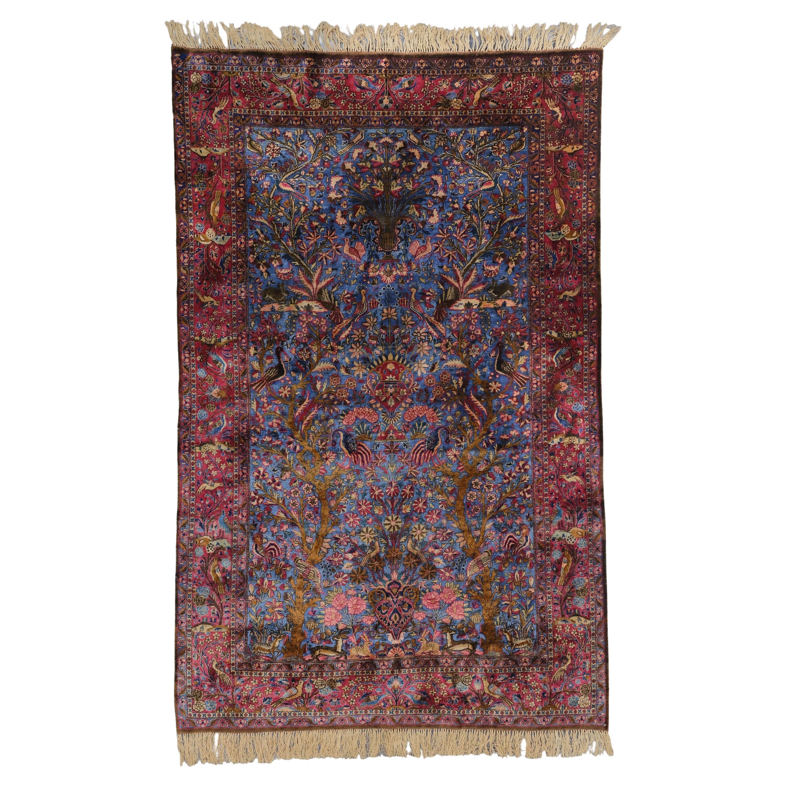 Antique Keshan Silk Rug - Late 19th Century Persian Keshan Silk Rug