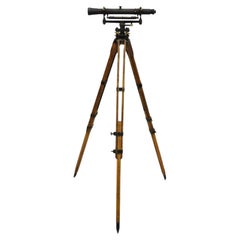 Antique Keuffel & Esser Co 141547 Surveyors Compass in Case w Wooden Tripod Base