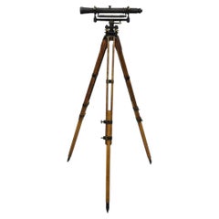 Antique Keuffel & Esser Co 141547 Surveyors Compass in Case w Wooden Tripod Base
