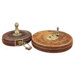 Antique Keuffel & Esser “Harvard” and “Dartmouth” Leather Tape Measures, Pair