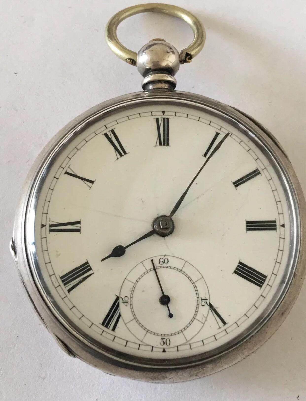 Antique Key-Wind Silver Hallmarked Birmingham circa 1882 Pocket Watch 4