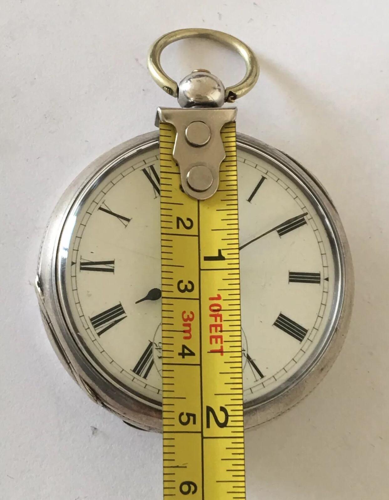 Antique Key-Wind Silver Hallmarked Birmingham circa 1882 Pocket Watch 2