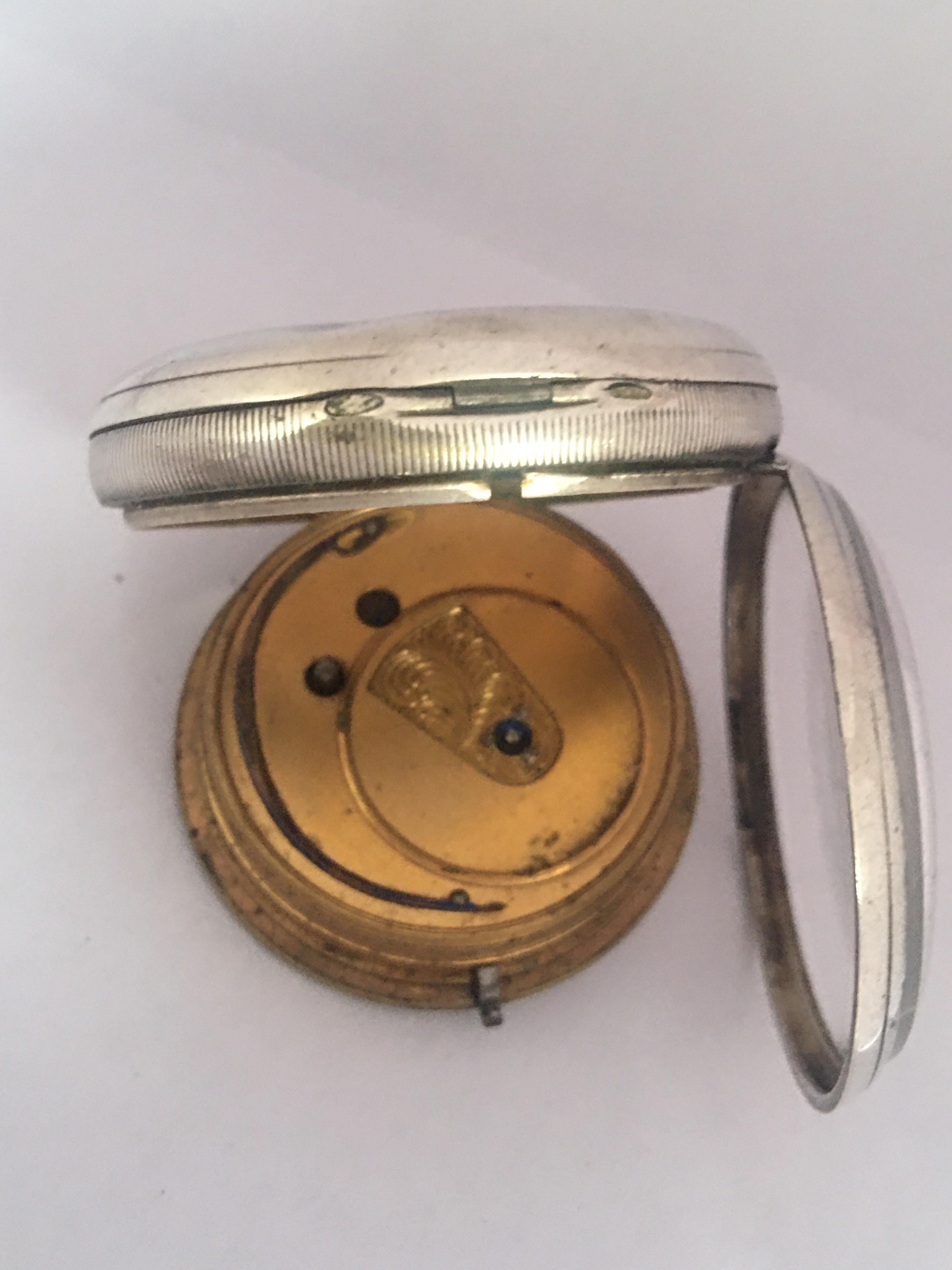 Women's or Men's Antique Key Winding Silver Pocket Watch