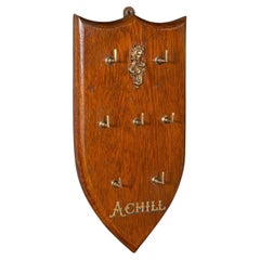 Antique Keymaster's Board, Scottish, Oak, Brass, Key Shield, Victorian, C.1900