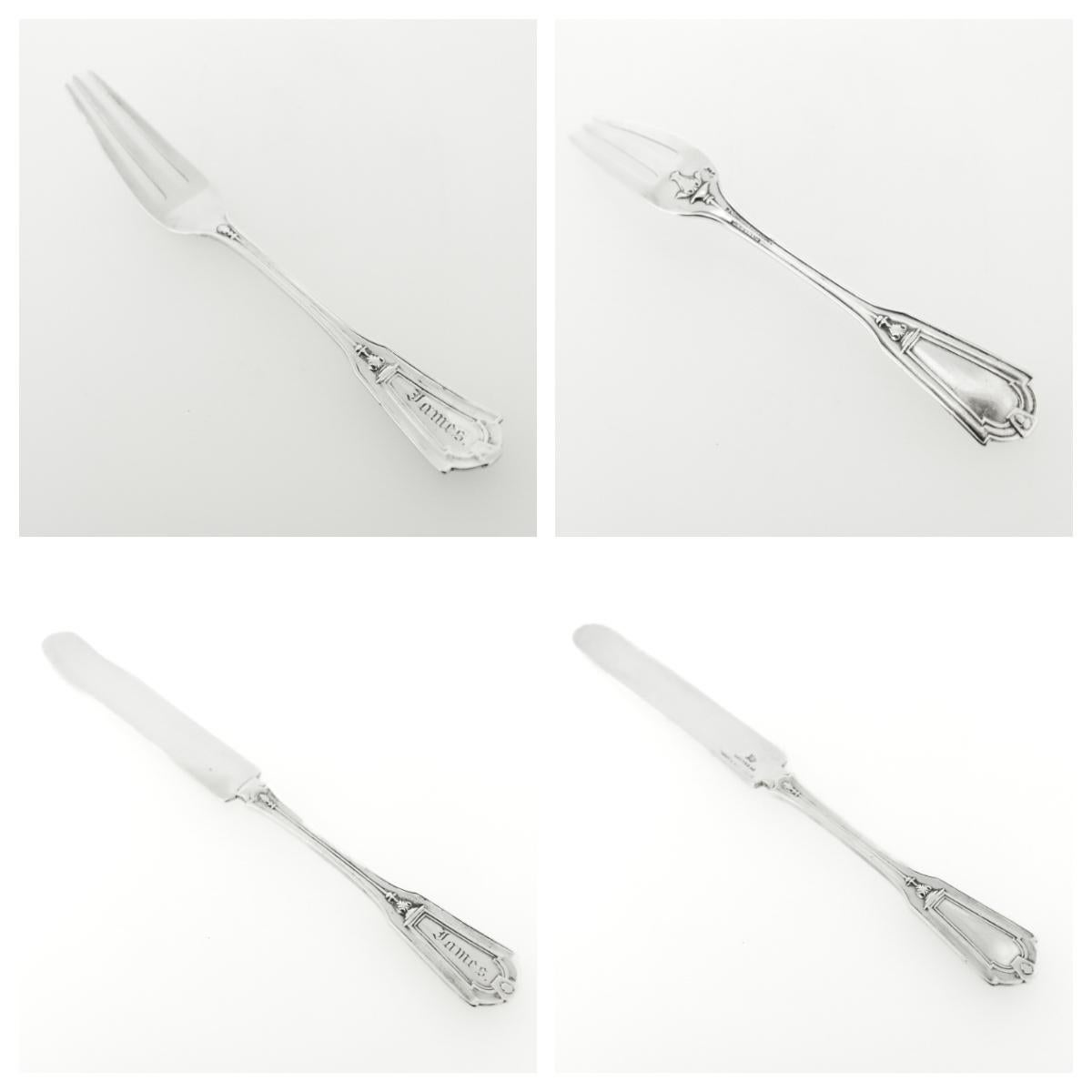 Antico set di forchette, coltelli e cucchiai in argento 925 Keystone by Whiting Youth in vendita 6