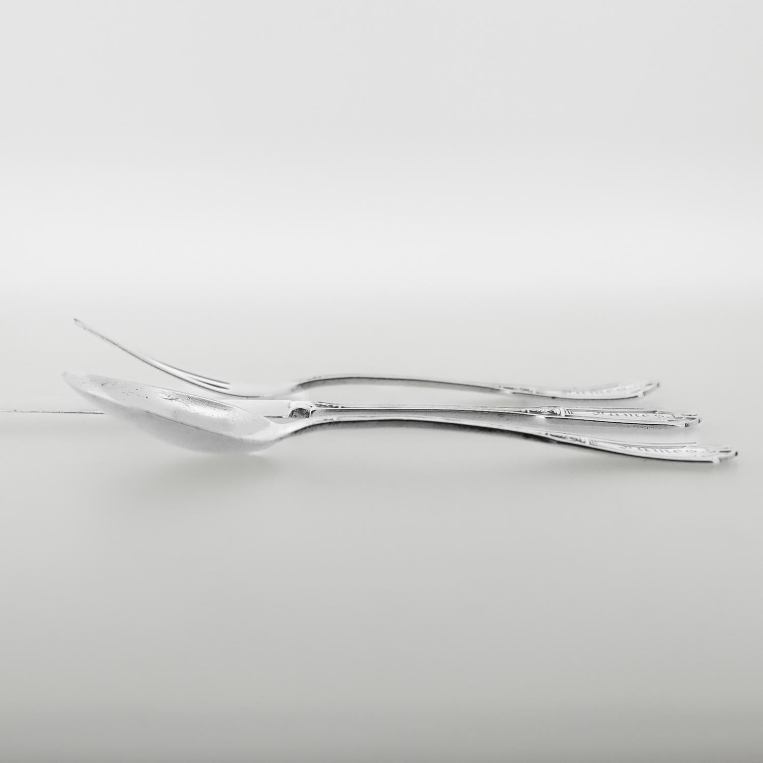 Americano Antico set di forchette, coltelli e cucchiai in argento 925 Keystone by Whiting Youth in vendita