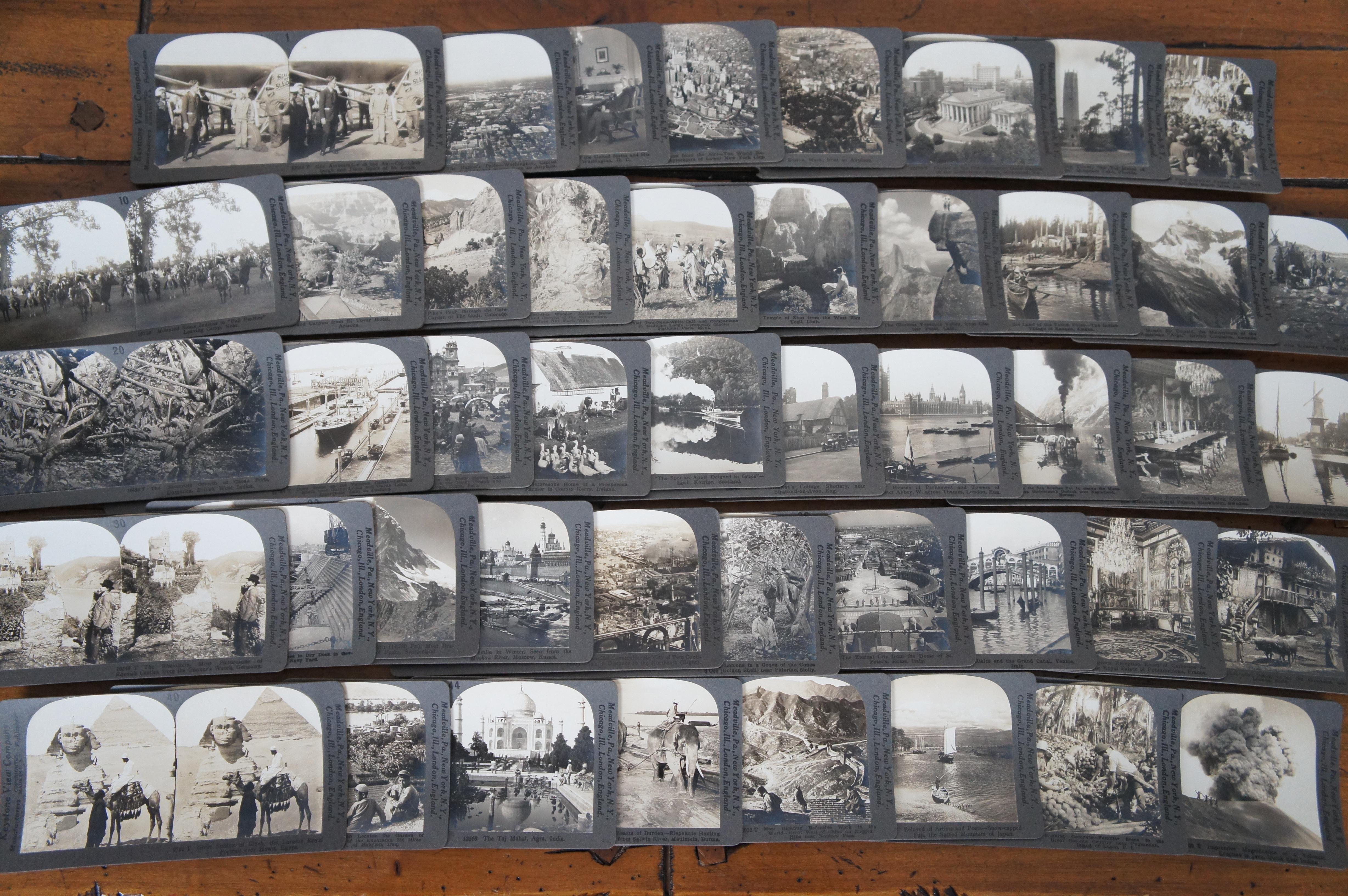 20th Century Antique Keystone View Stereoscope Library Book Slides Images World War For Sale