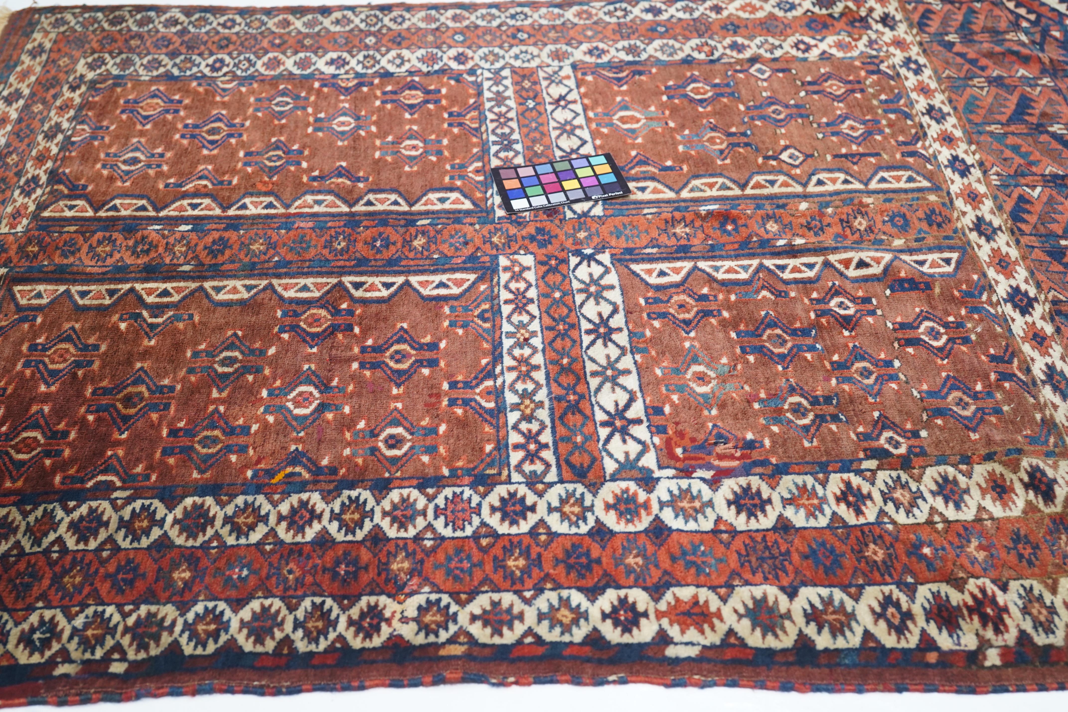 Antique Khachli Bokhara Rug 4'2'' x 5'2'' For Sale 2