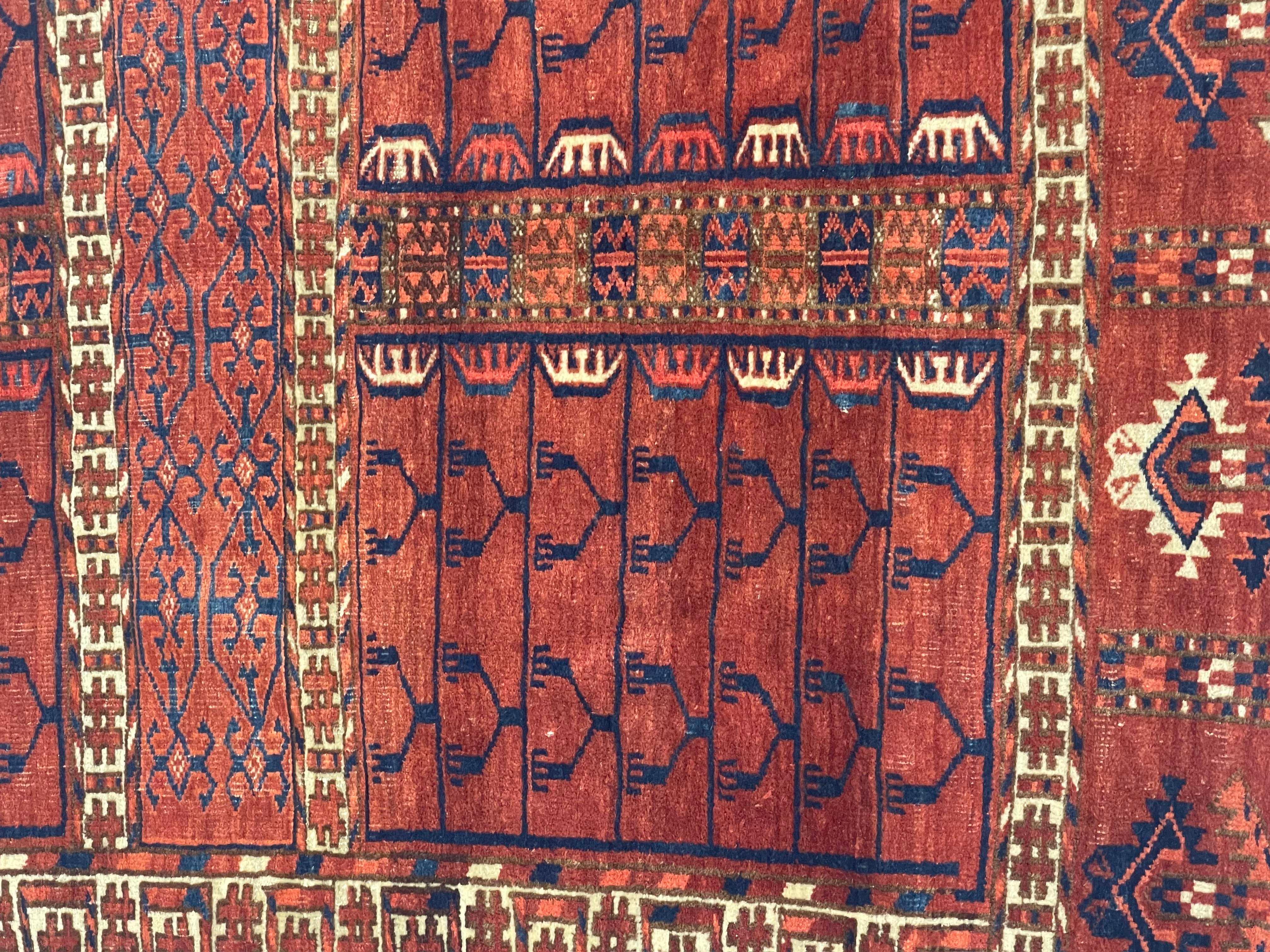 Hand-Knotted Antique Khachli Bokhara Rug 4'3
