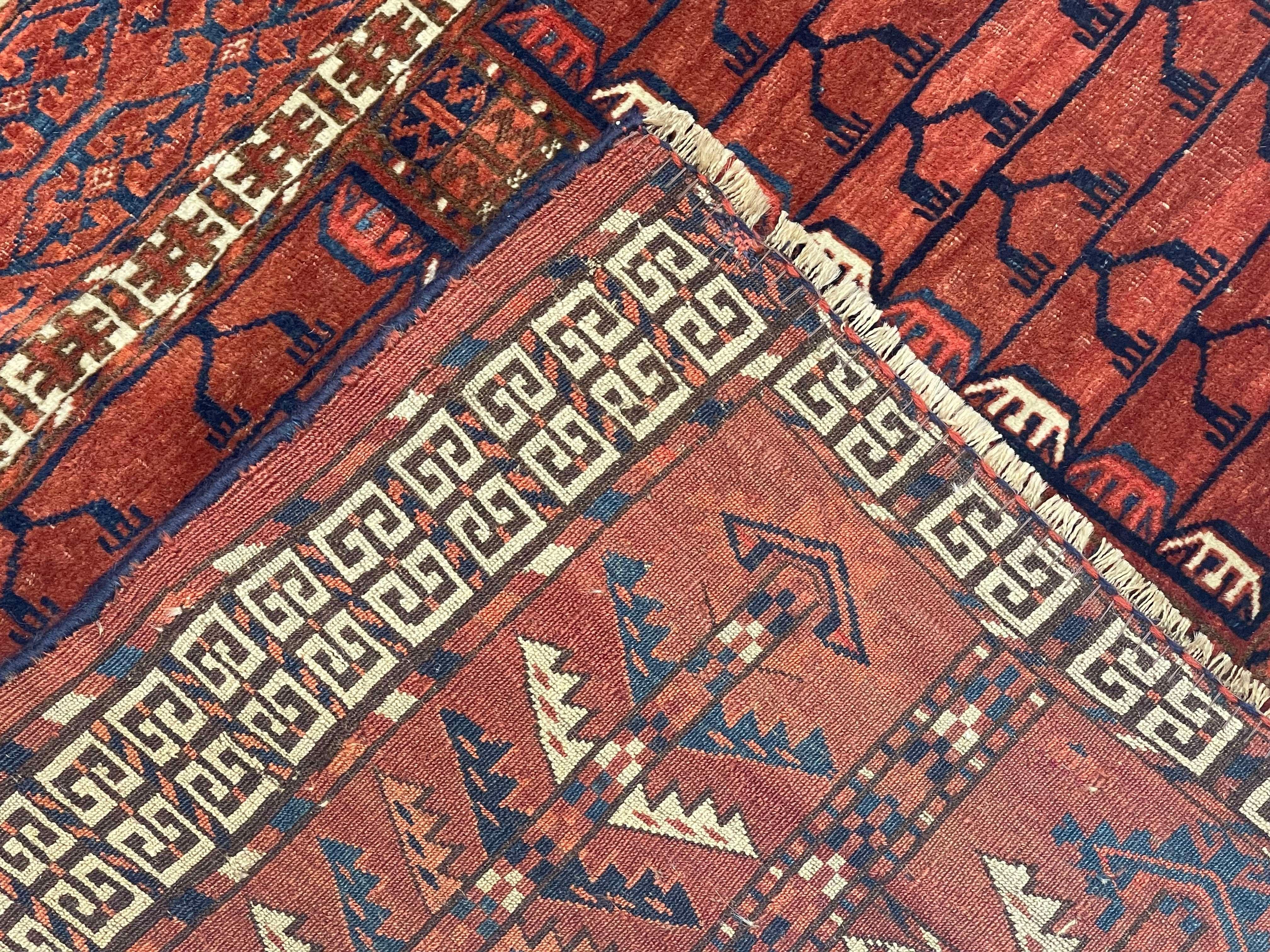 Wool Antique Khachli Bokhara Rug 4'3