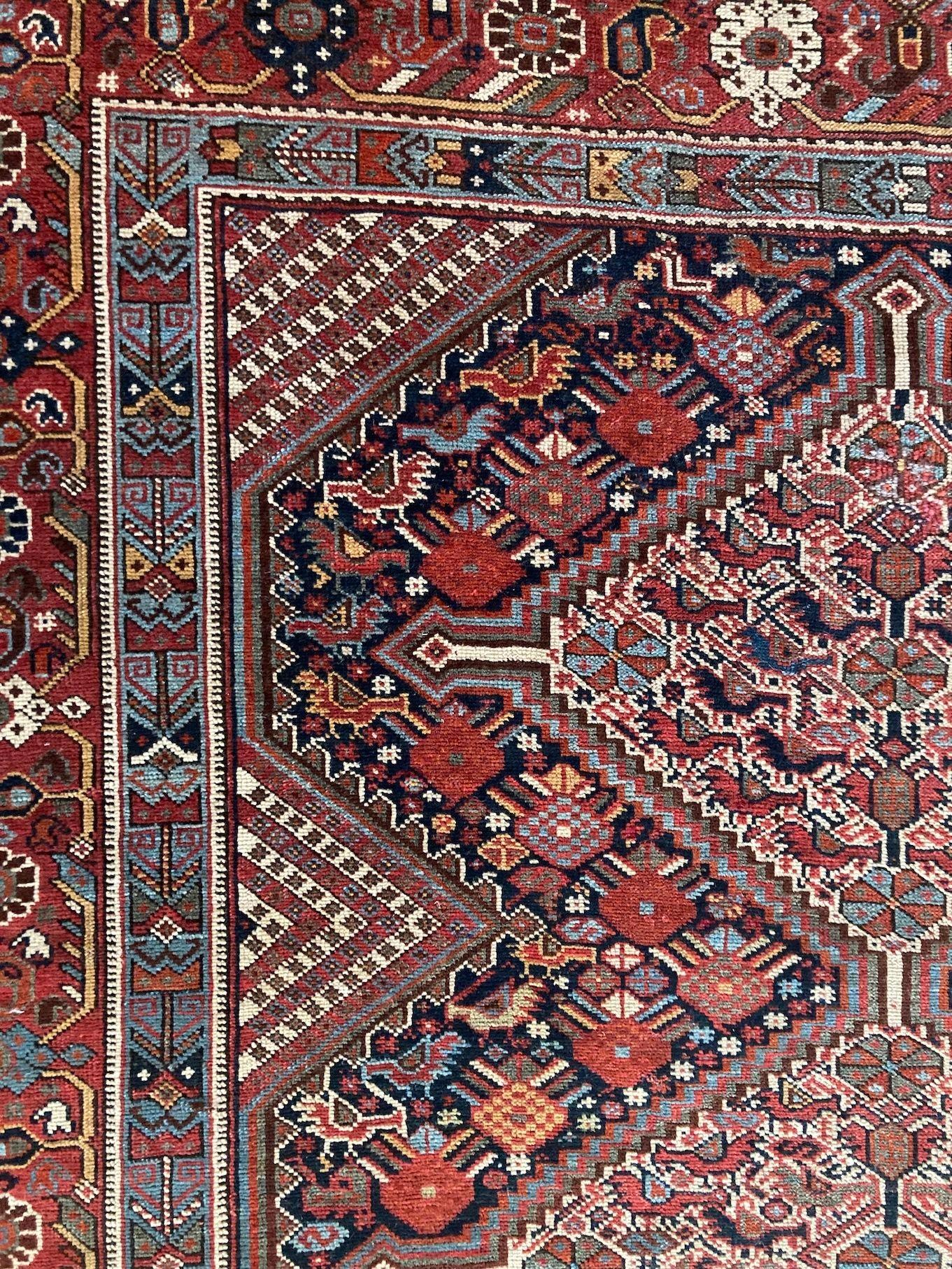 Tapis Khamseh antique 1,78 m x 1,45 m en vente 10