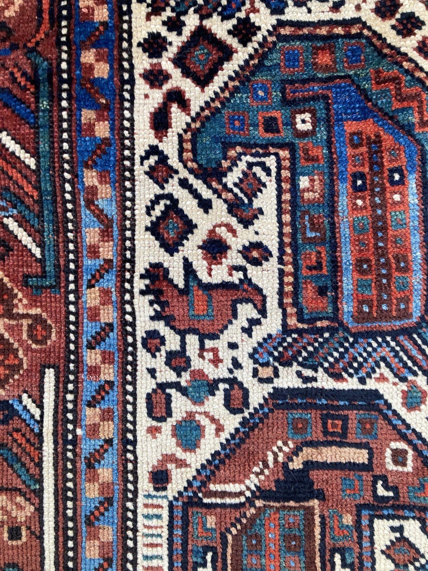 Antique Khamseh Rug 1.90m x 1.39m For Sale 7