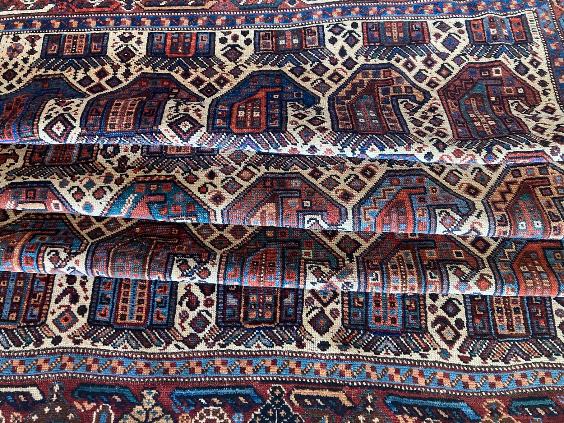 Antique Khamseh Rug 1.90m x 1.39m For Sale 8