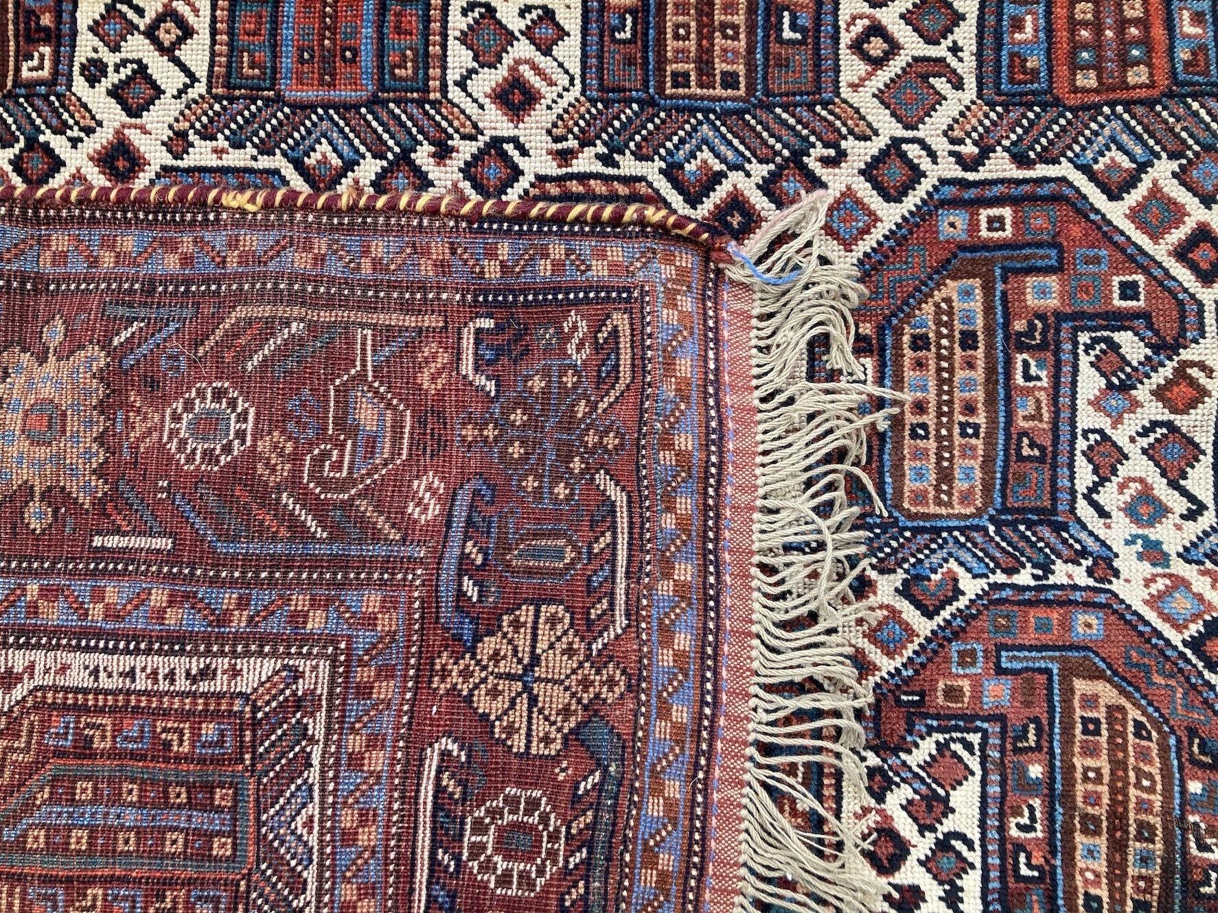 Antique Khamseh Rug 1.90m x 1.39m For Sale 10