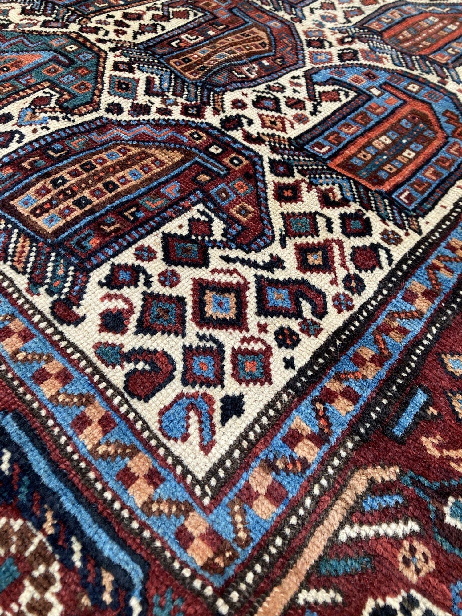 Antique Khamseh Rug 1.90m x 1.39m For Sale 4