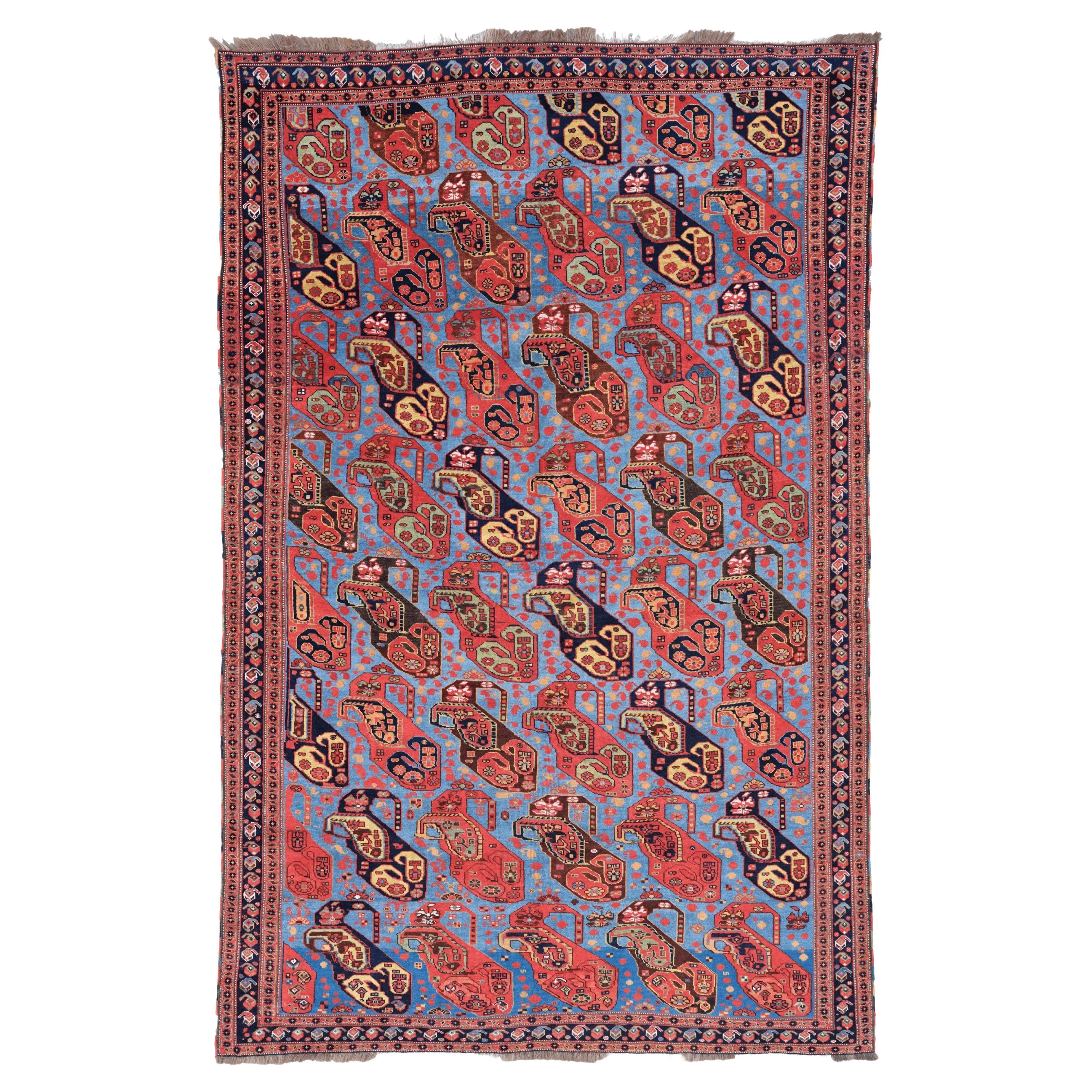 Antiker Khamseh-Teppich - 19. Jahrhundert Antiker Khamseh-Teppich, Vintage-Teppich, Antiker Teppich