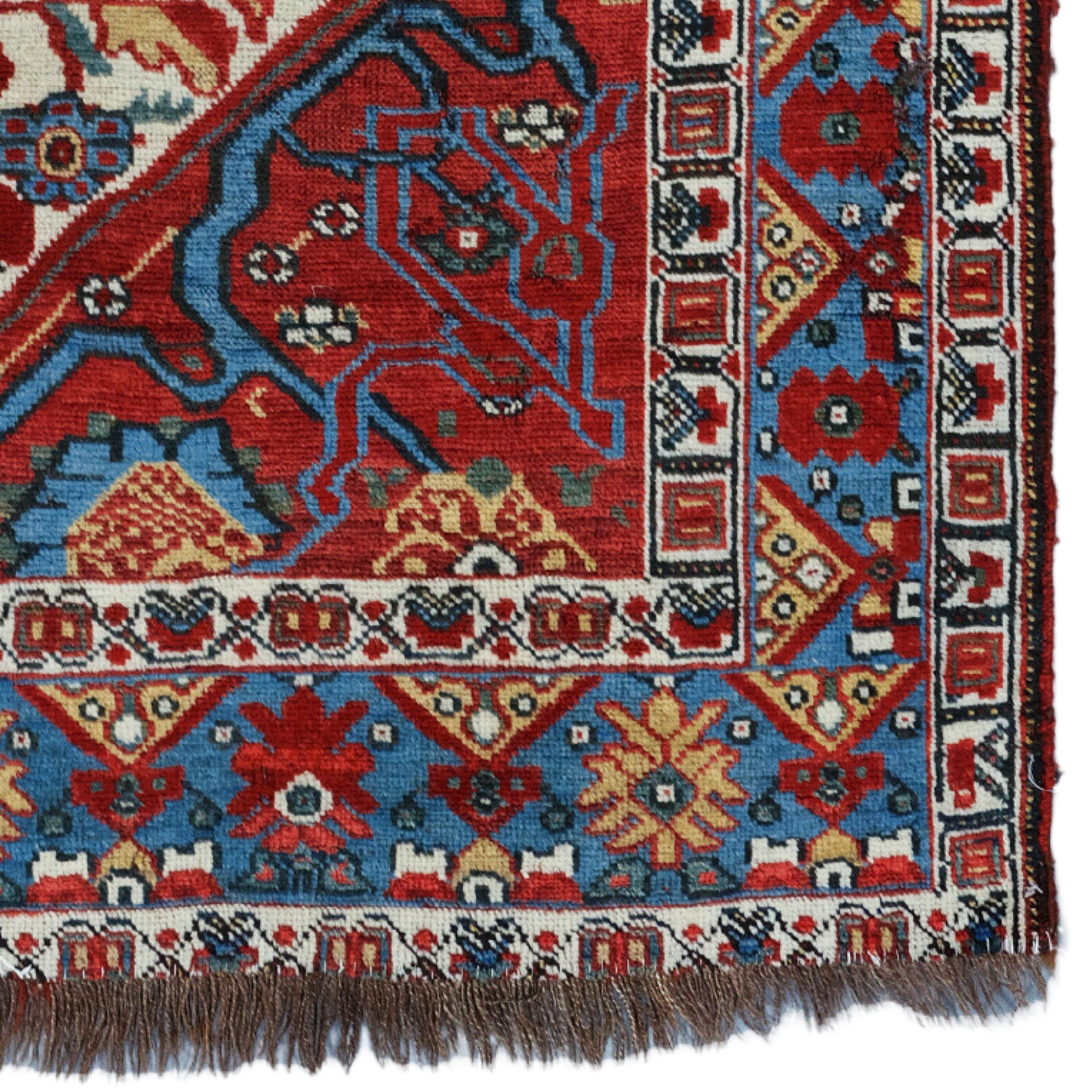 Wool Antique Khamseh Rug - 19th Century Khamseh Rug, Handwoven Rug, Antique Rug For Sale