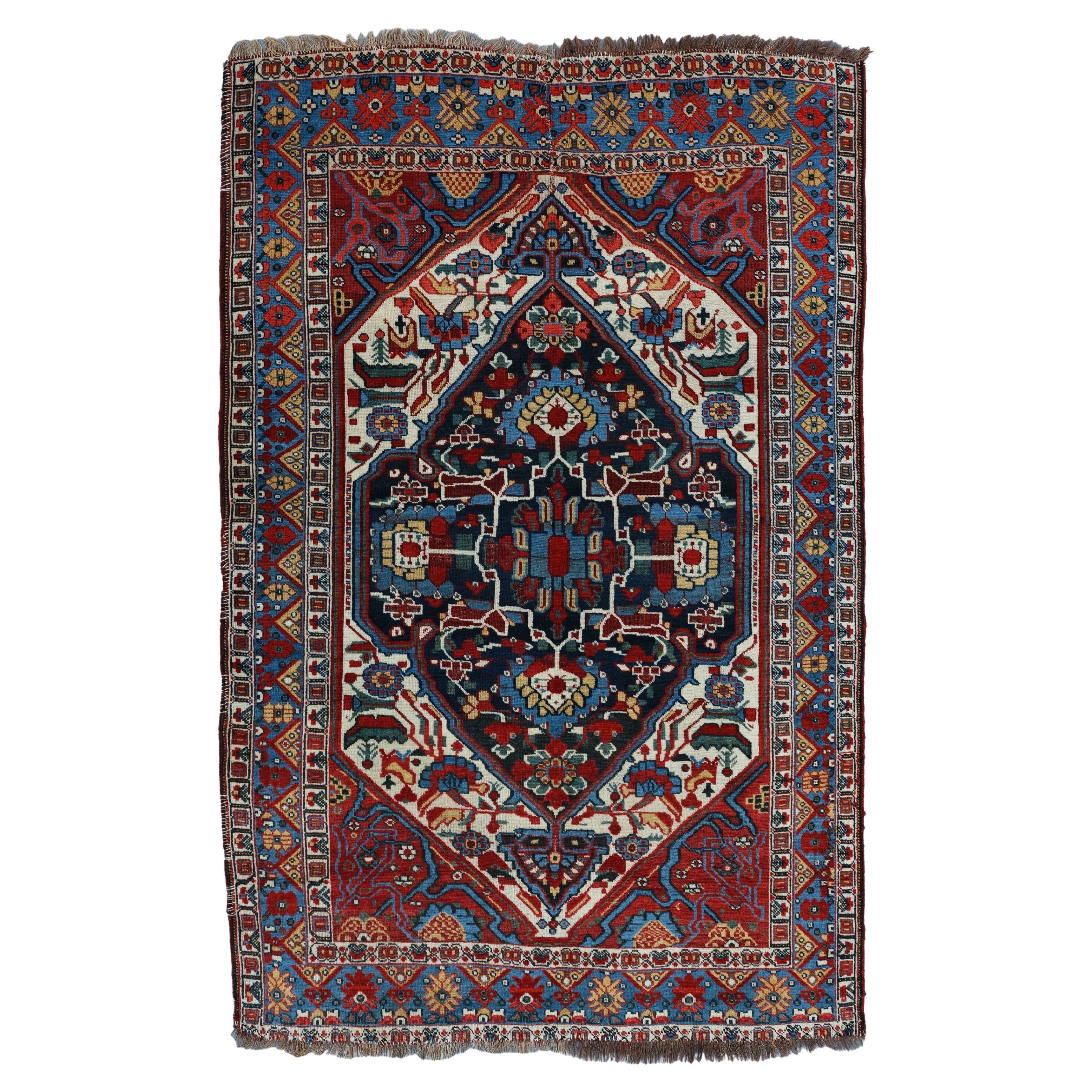 Tapis Khamseh ancien - Tapis Khamseh du 19ème siècle, Tapis tissé à la main, Tapis ancien