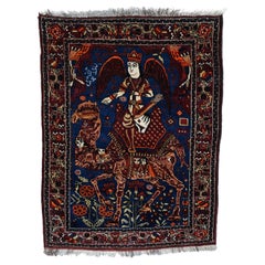 Antiker Khamseh-Teppich - Khamseh-Teppich aus dem 19. Jahrhundert, gewebter Teppich, antiker Teppich