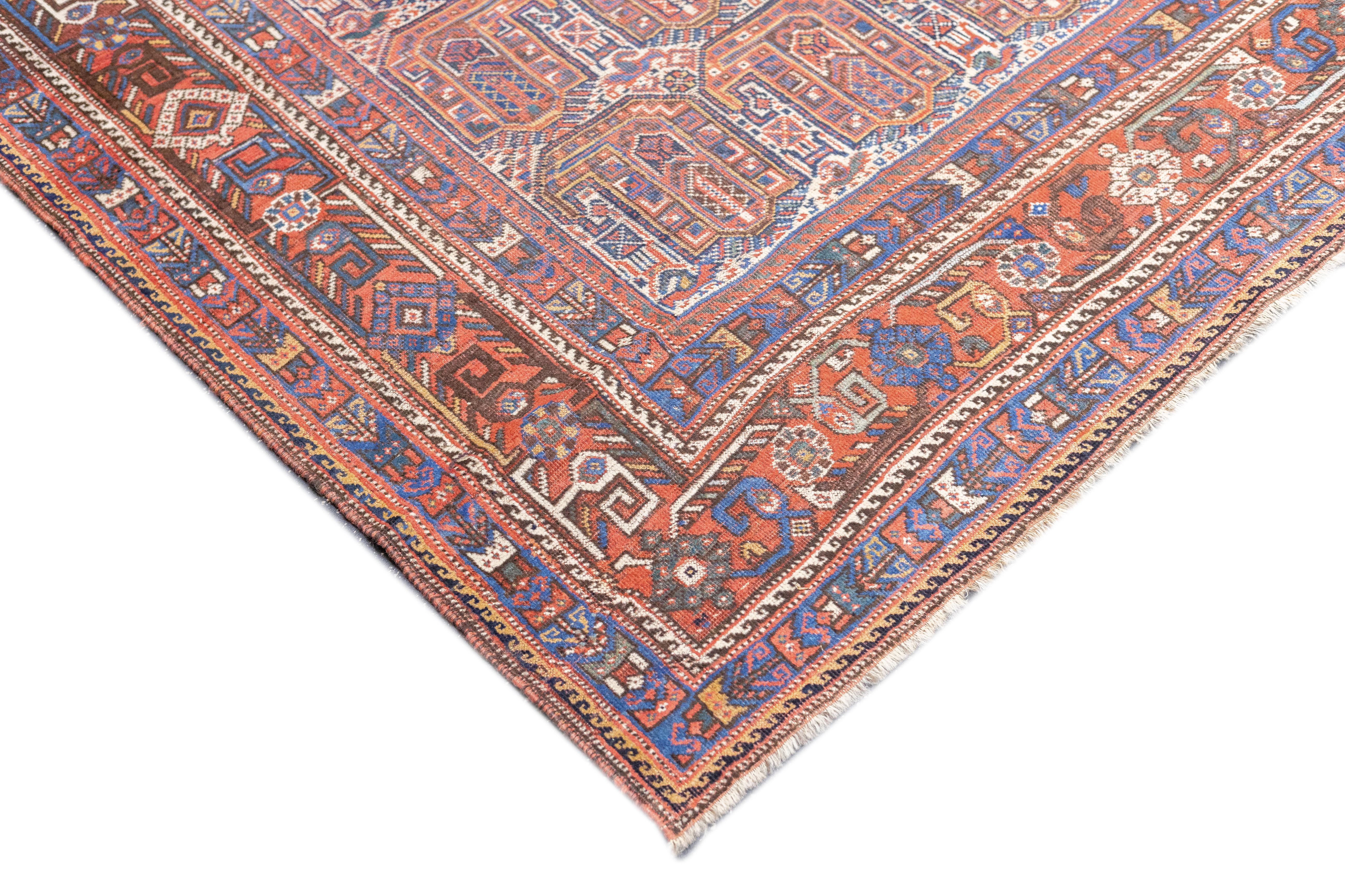 Persian Antique Khamseh Rug 4'10'' x 5'11'' For Sale