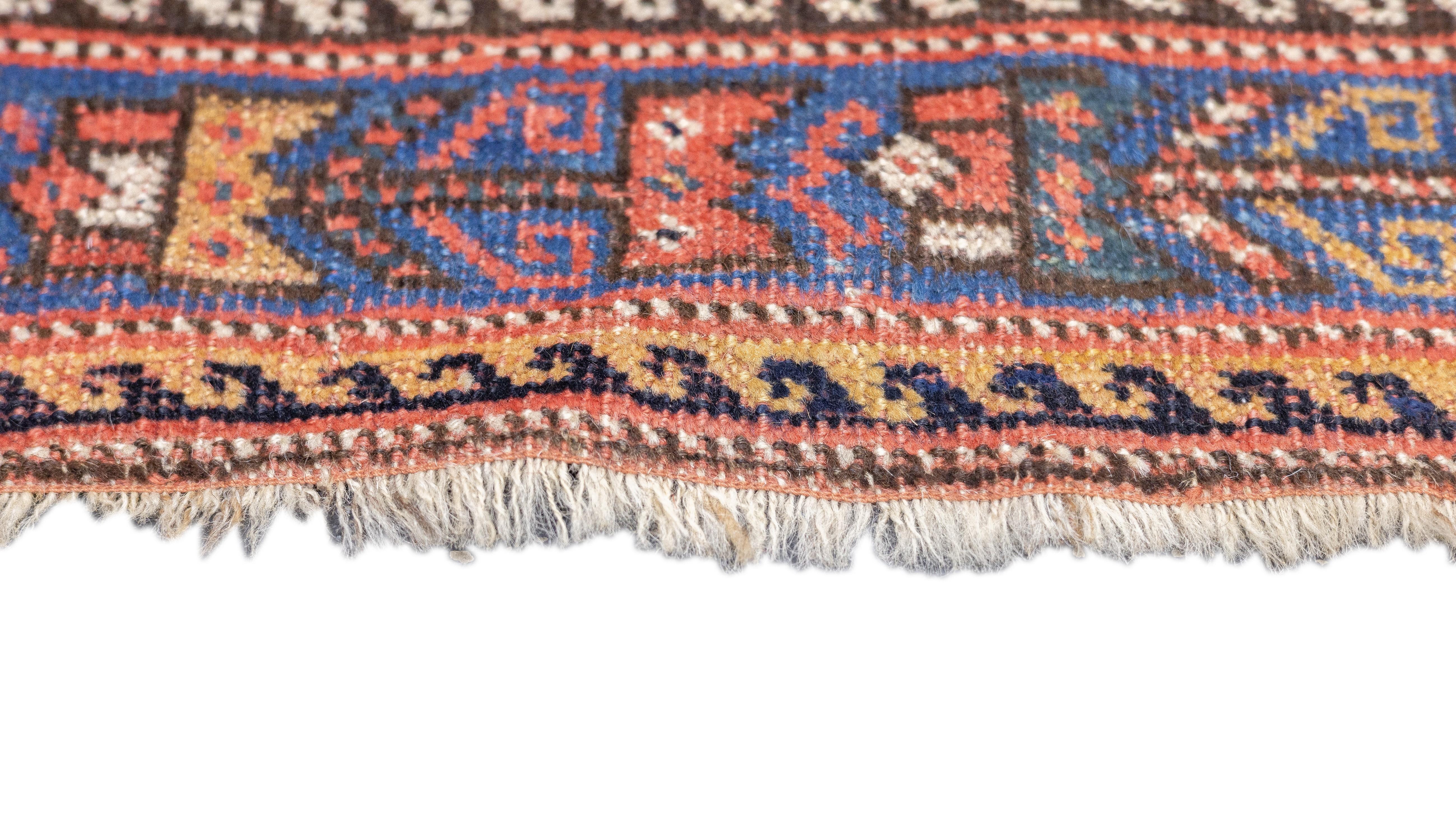 Hand-Knotted Antique Khamseh Rug 4'10'' x 5'11'' For Sale