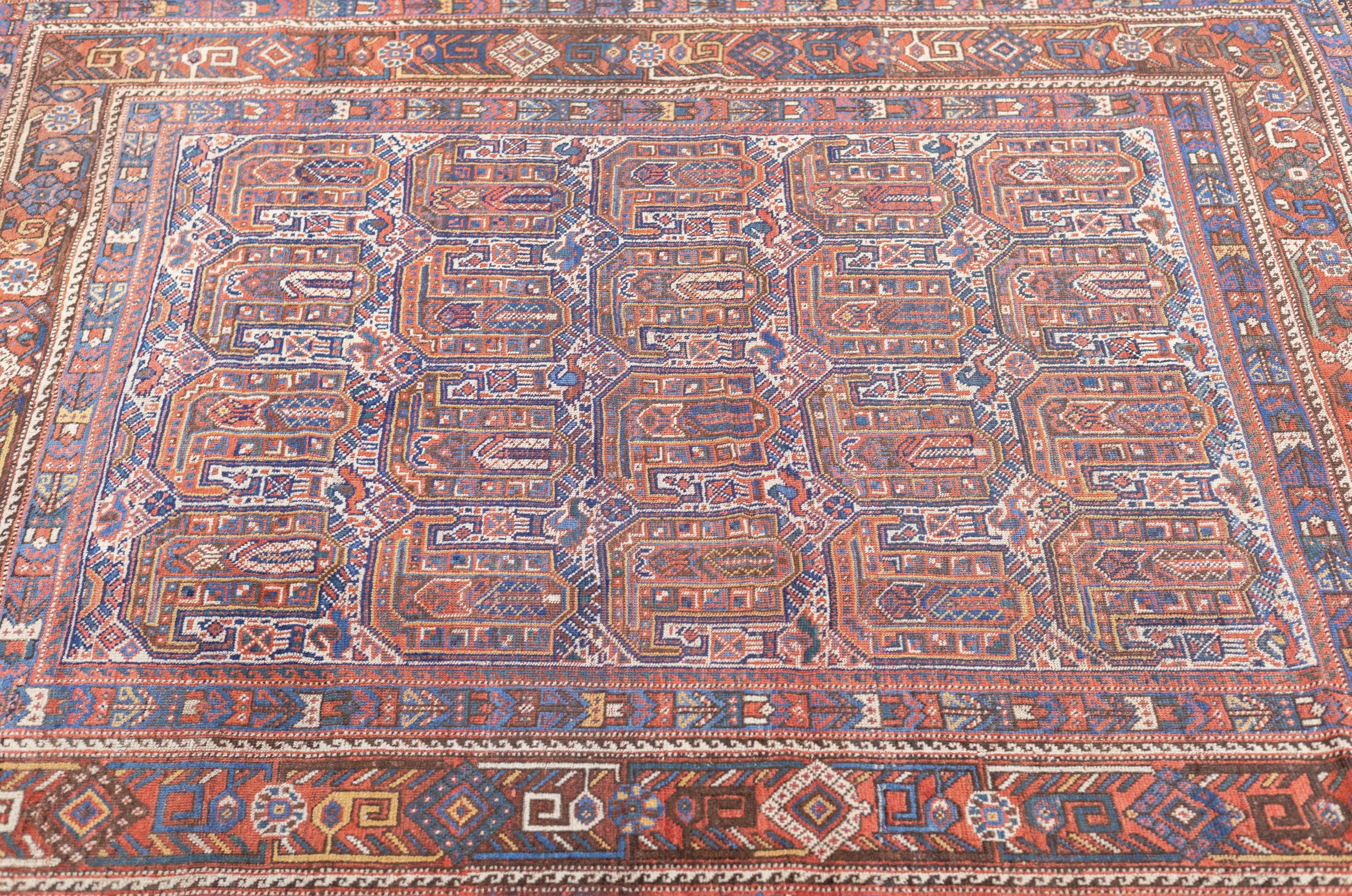 Wool Antique Khamseh Rug 4'10'' x 5'11'' For Sale