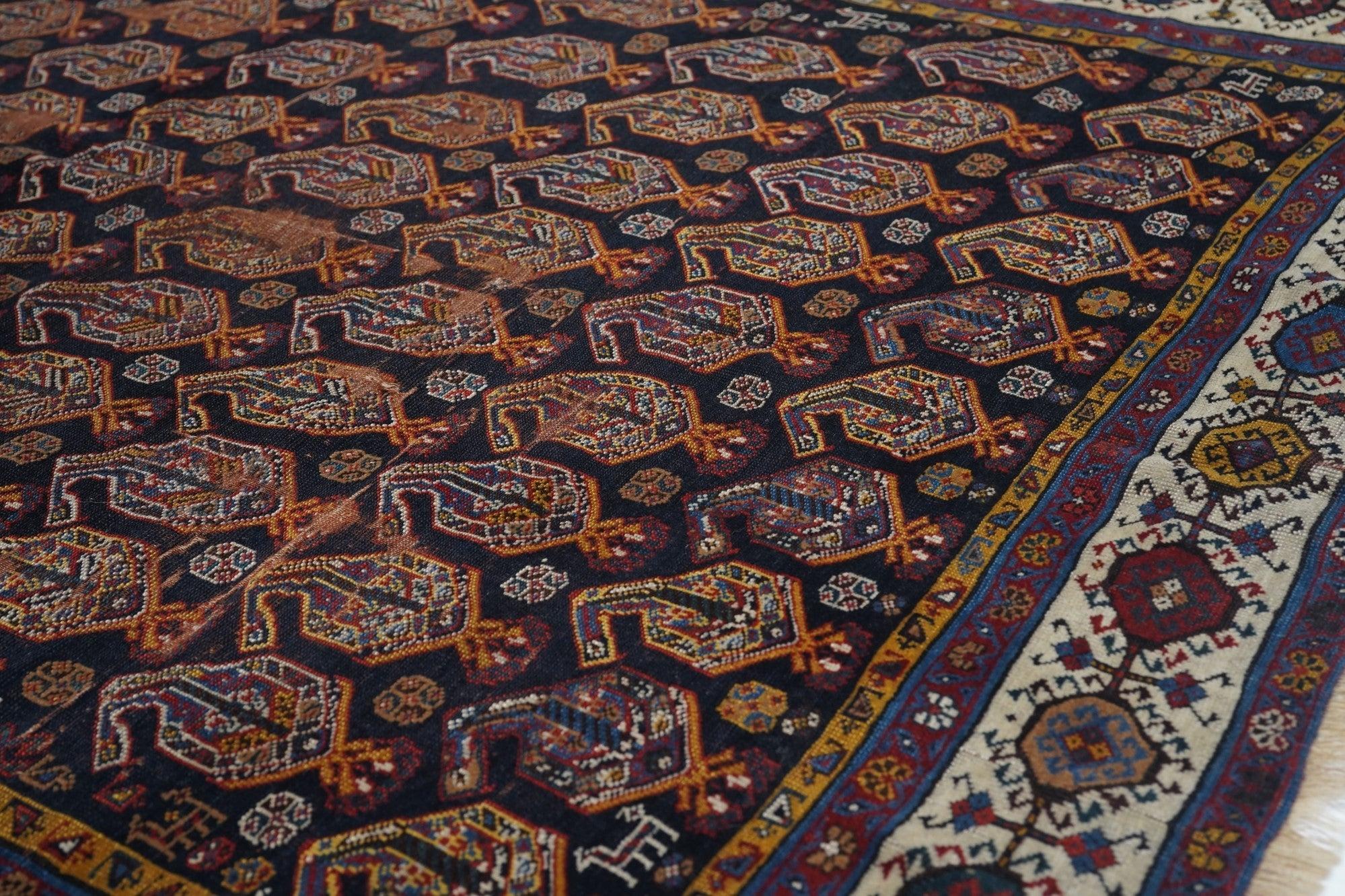 Antiker Khamseh-Teppich 5'9'' x 7'5'' (Handgeknüpft) im Angebot