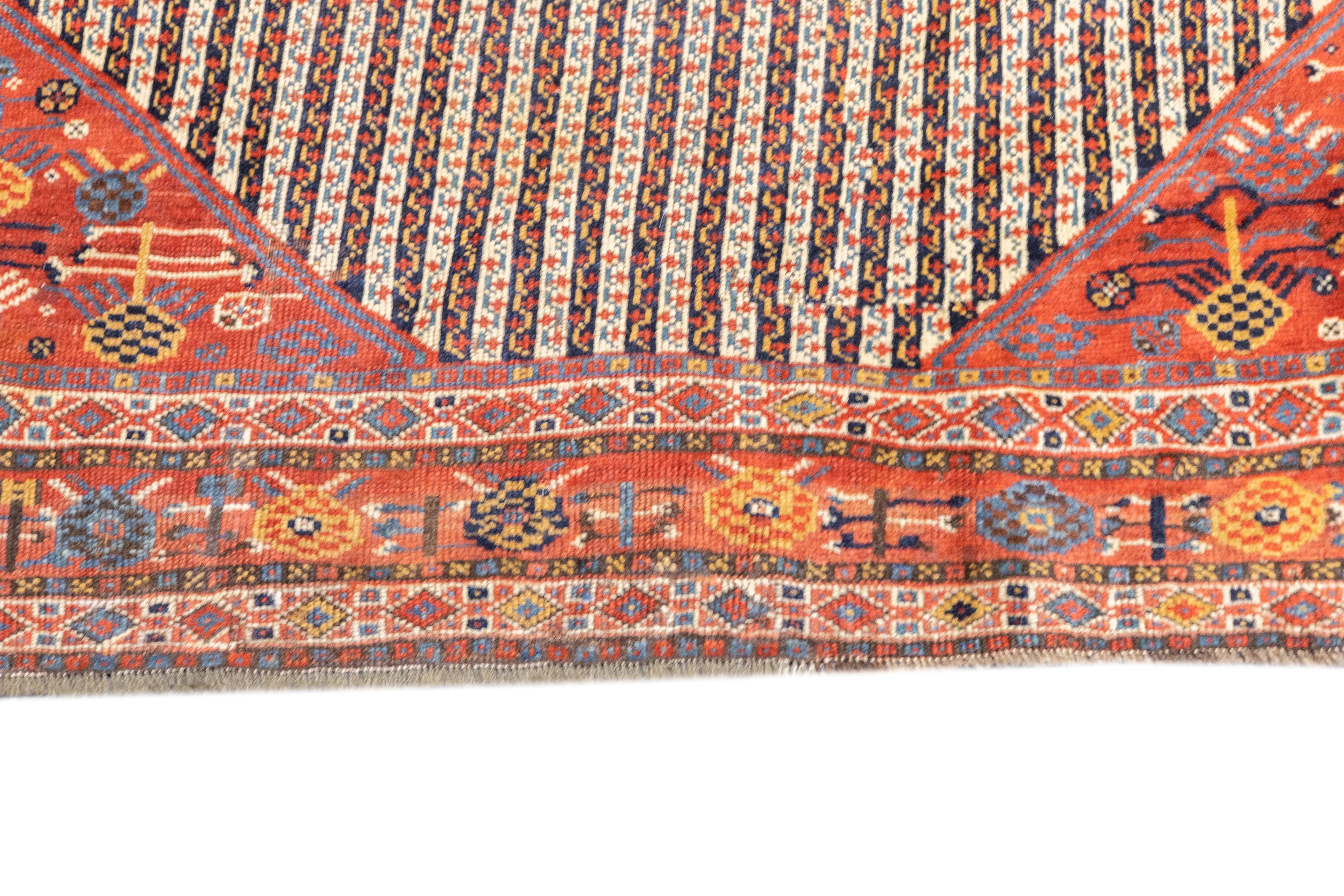 Annodato a mano Tappeto antico Khamseh 6'4'' x 15'9'' in vendita