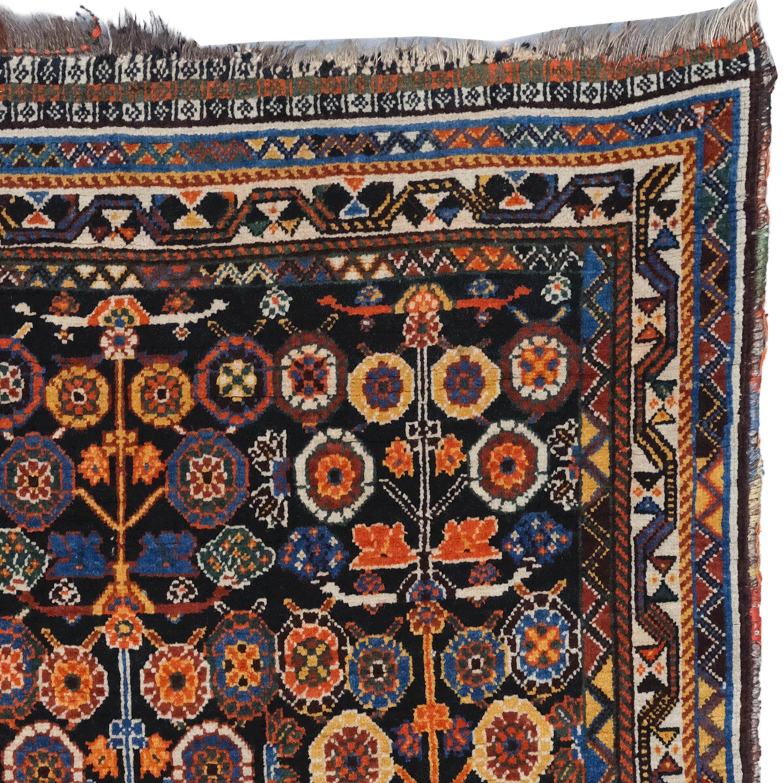Wool Antique Khamseh Rug - Late 19th Century Persian Khamseh Rug For Sale